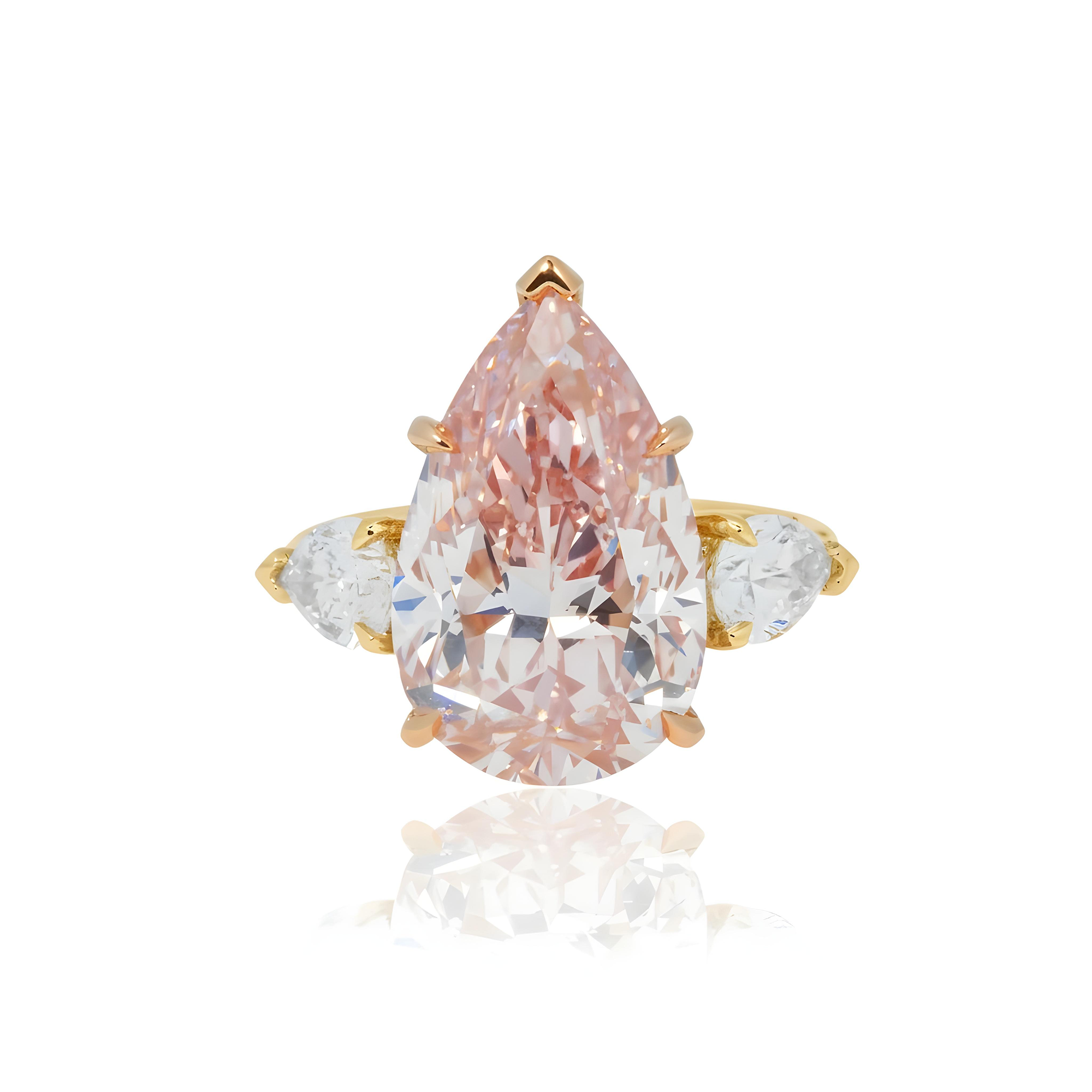 GIA Platinum 8.88ct Pear Cut Fancy Intense Pink Triple Diamond Ring 10.04ctw