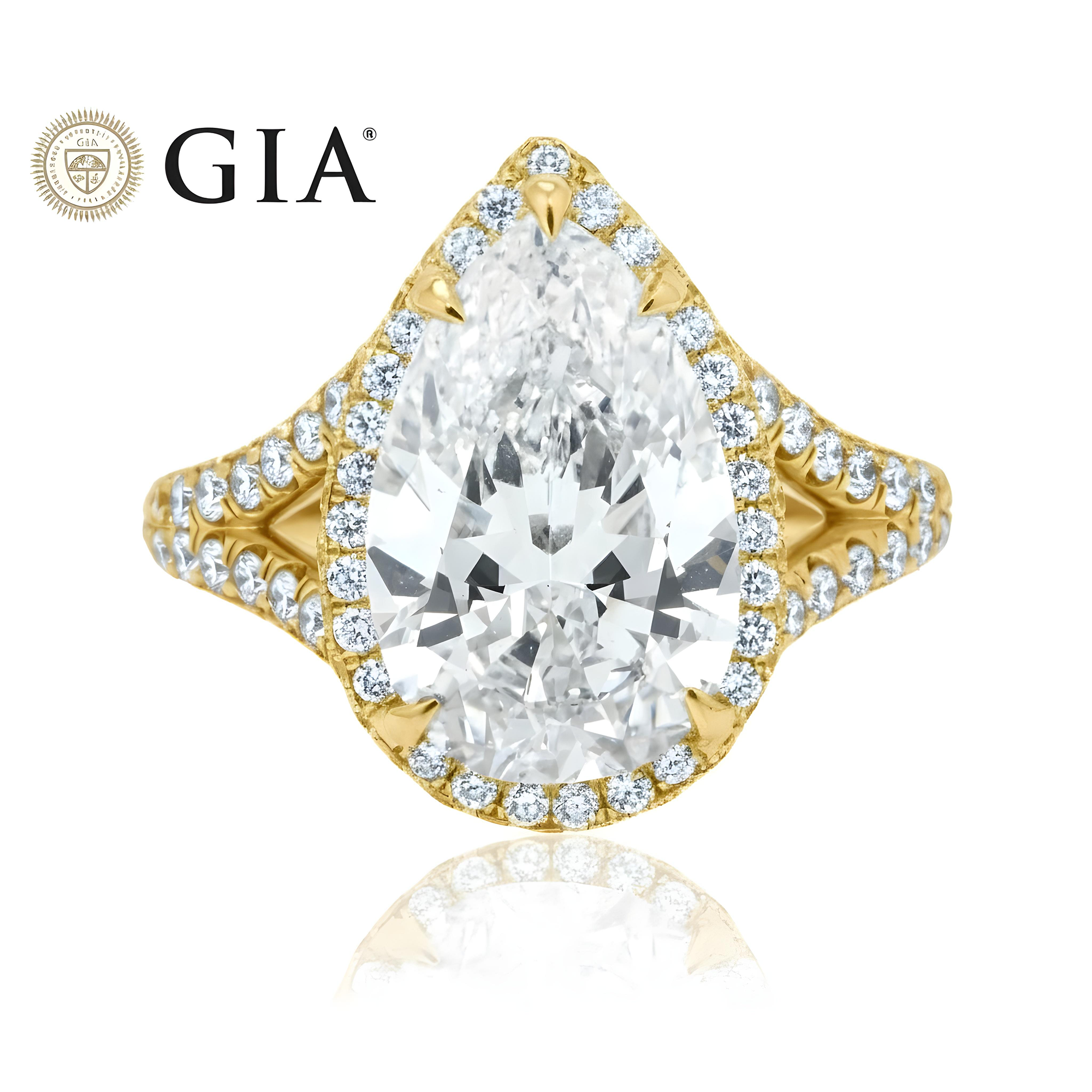 GIA Platinum 5.09ct Internally Flawless Pear Cut Diamond Engagement Ring 6.89ctw