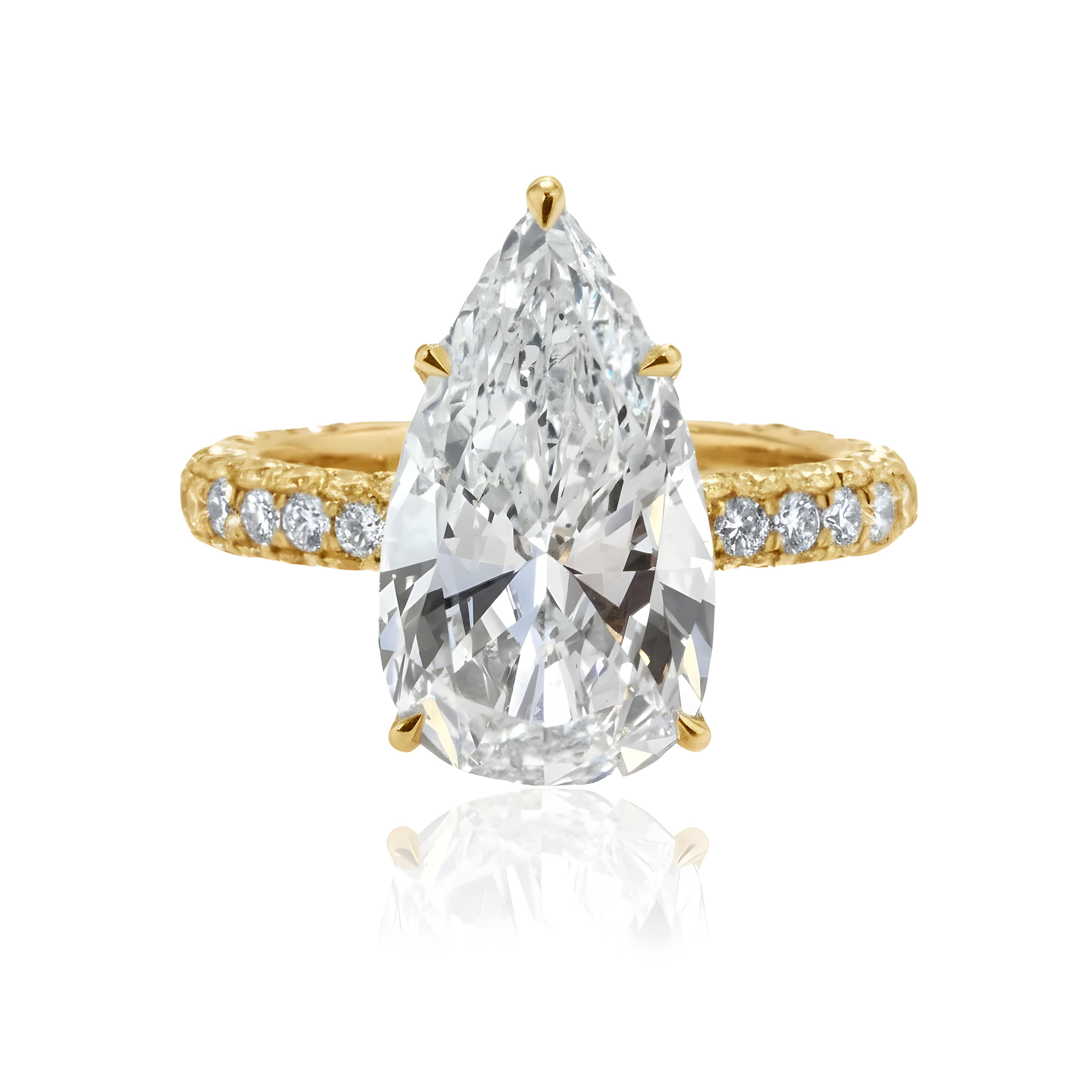 GIA Platinum 5.02ct Pear Cut Diamond Engagement Ring 6.78ctw