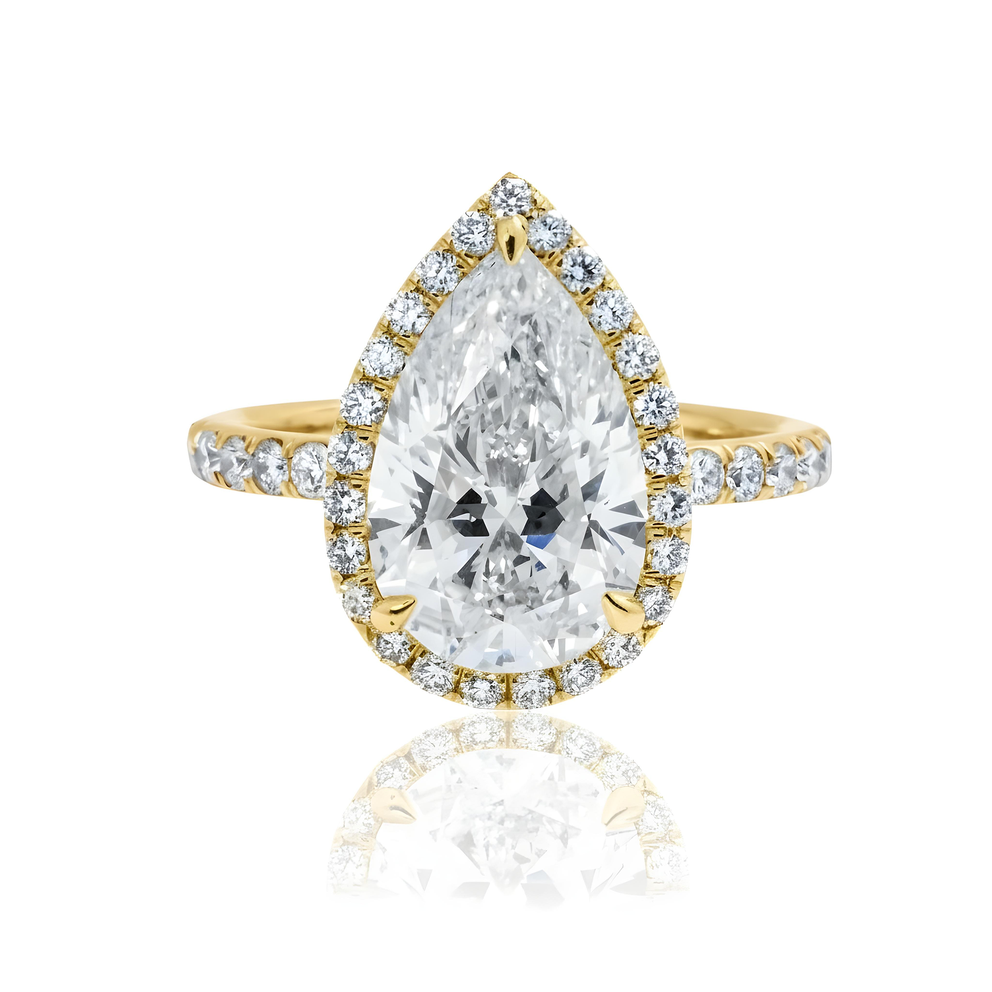 GIA Platinum 4.0ct Pear Cut Diamond Engagement Ring 4.95ctw