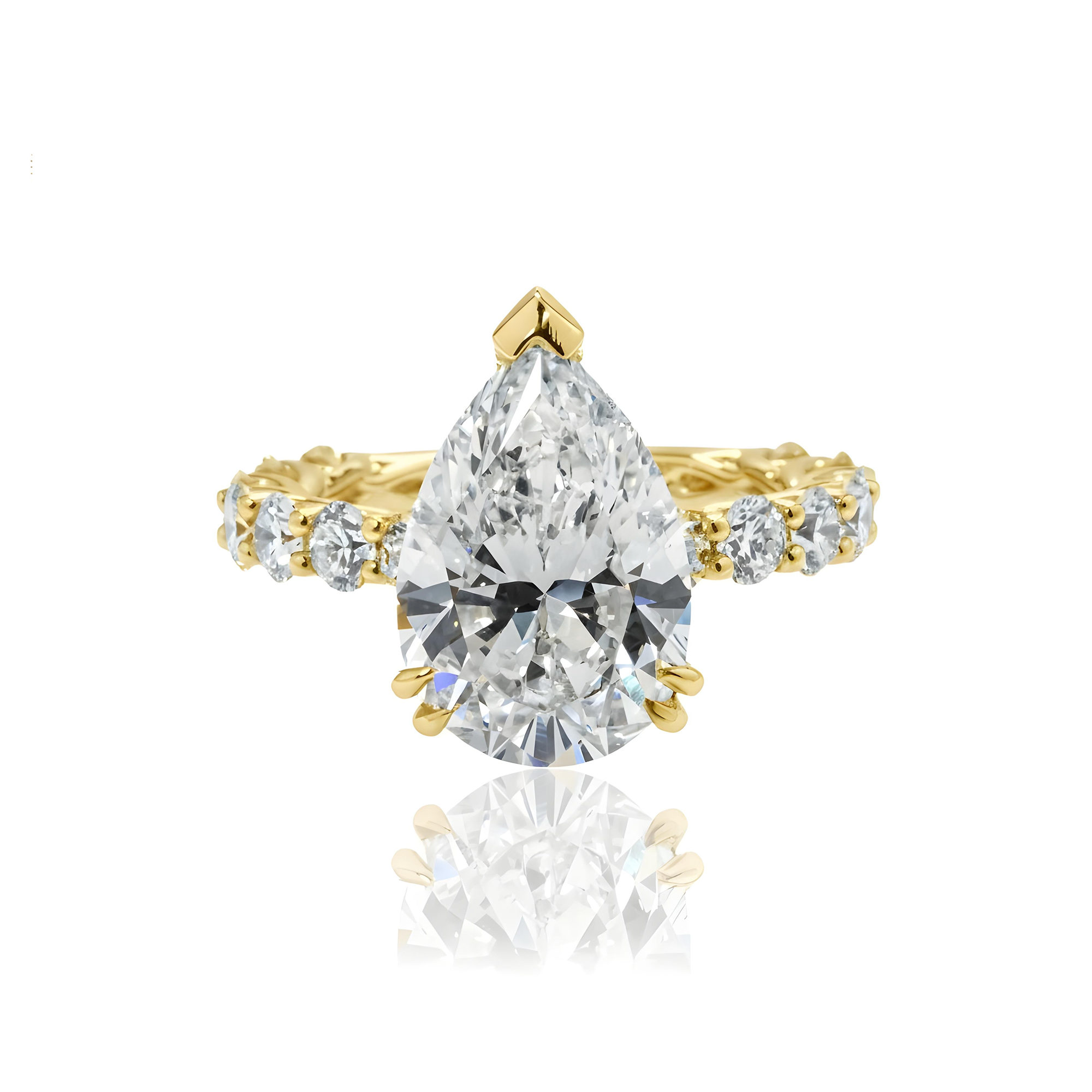 GIA 18K White Gold Pear Cut Diamond Engagement Ring 7.08ctw