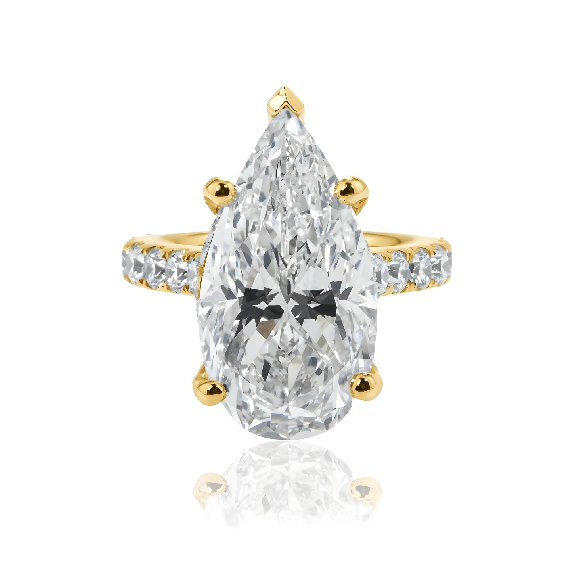 GIA 18K White Gold 11.72ct Pear Cut Diamond Engagement Ring 14.05ctw