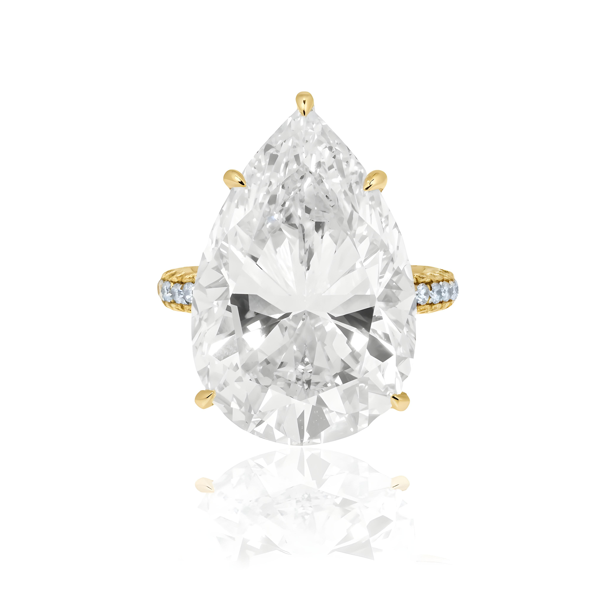 GIA Platinum 23ct Pear Cut Diamond Engagement Ring 25.05ctw