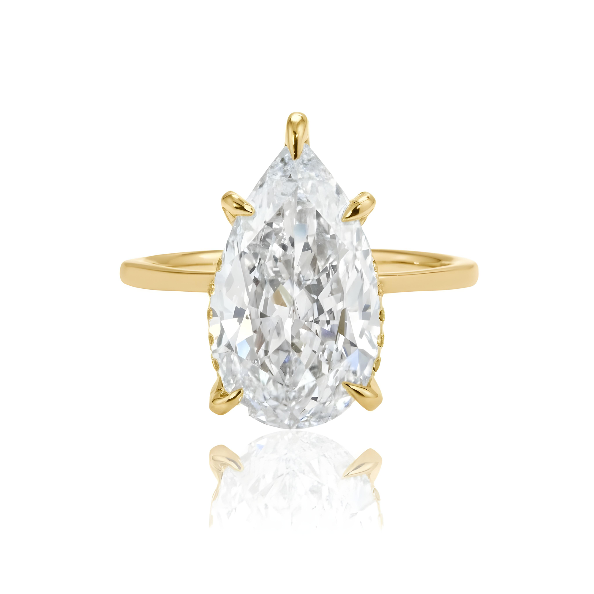 GIA 18K White Gold Solitaire 3.91ct Pear Cut Diamond Engagement Ring 4.32ctw