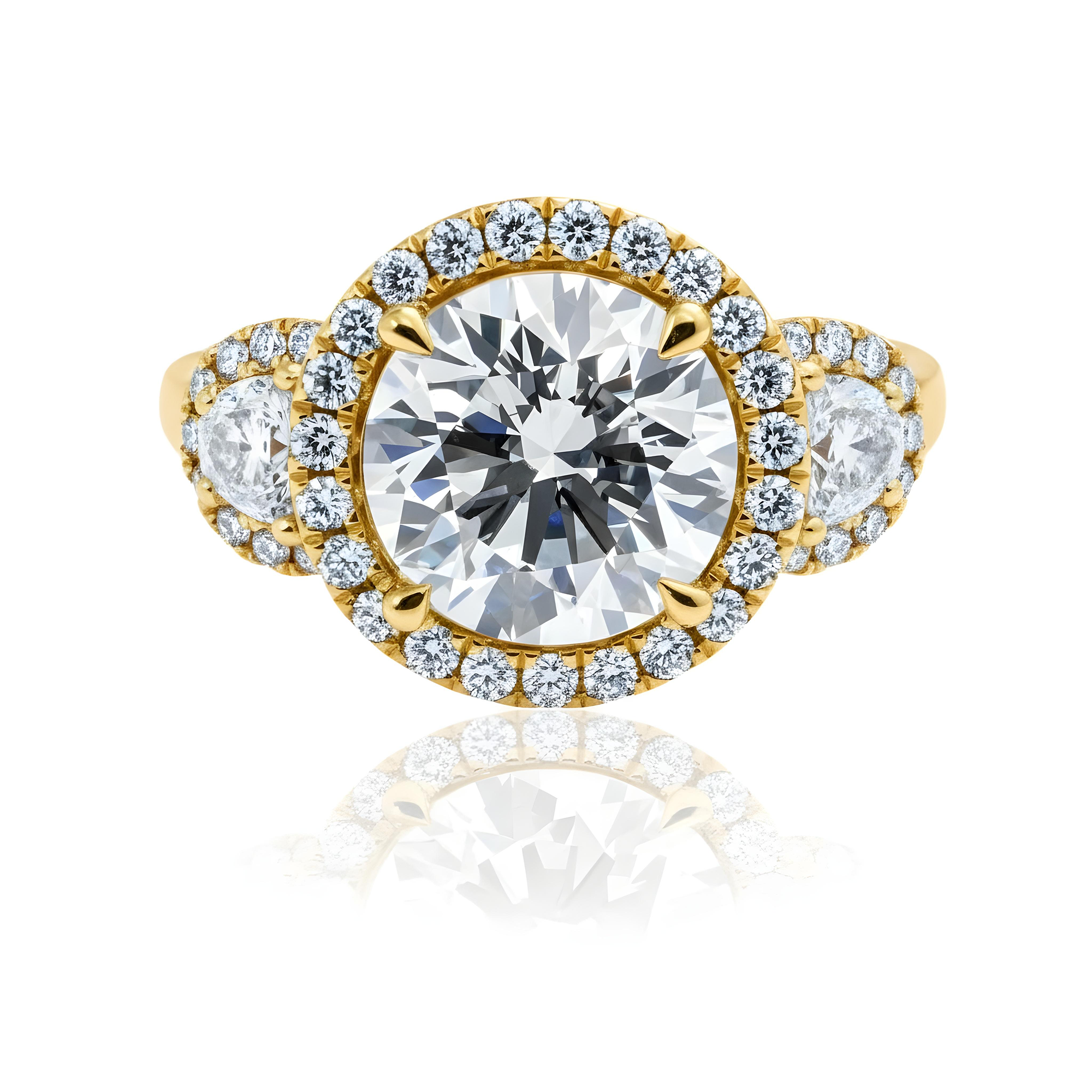 GIA 18K White Gold 4.40ct Round Triple Diamond Engagement Ring 6.17ctw