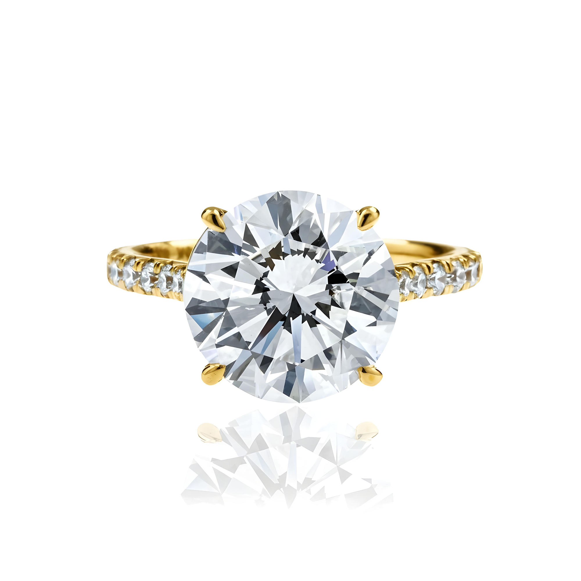 GIA 18K White Gold 5.04ct Round Diamond Engagement Ring 5.54ctw