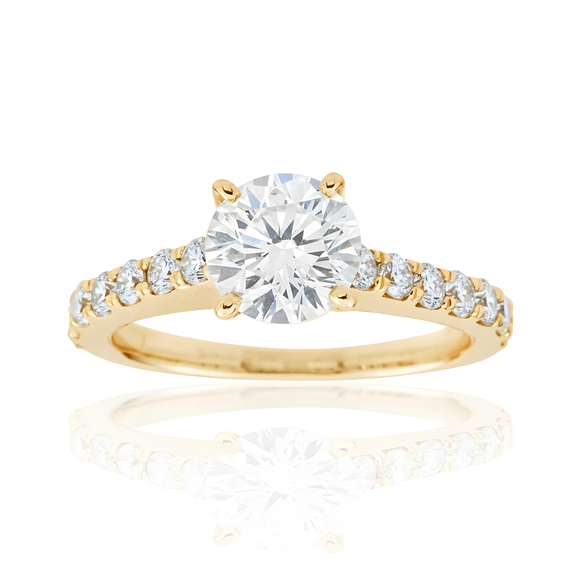 GIA 14K White Gold 1.05ct Round Diamond Engagement Ring 1.45ctw
