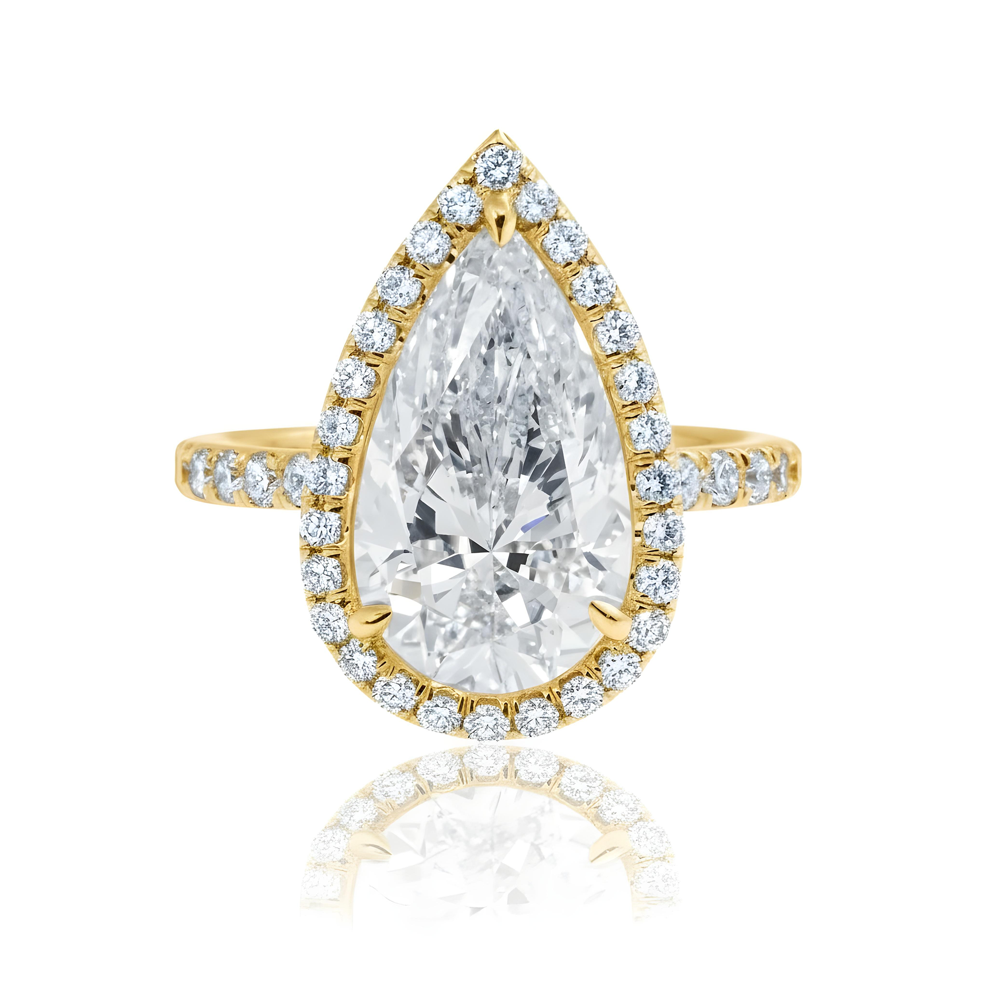 GIA Platinum 5ct Pear Cut Diamond Engagement Ring 6ctw