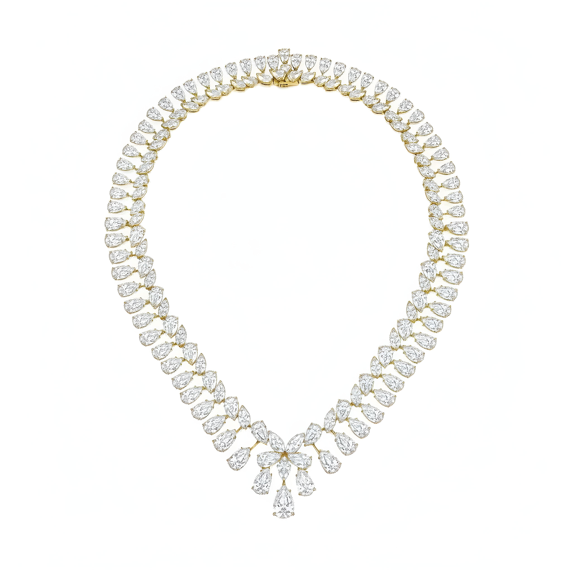 18K White Gold Pear & Marquise Cut Diamond Necklace 109.97ct