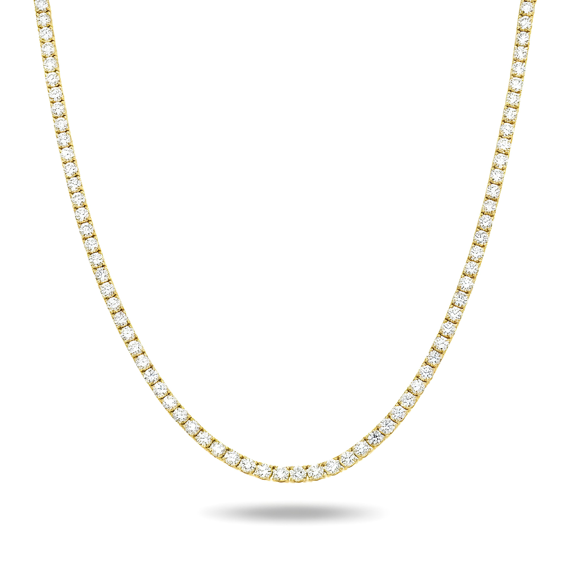 14K White Gold Round Diamond Tennis Chain 18.35ct