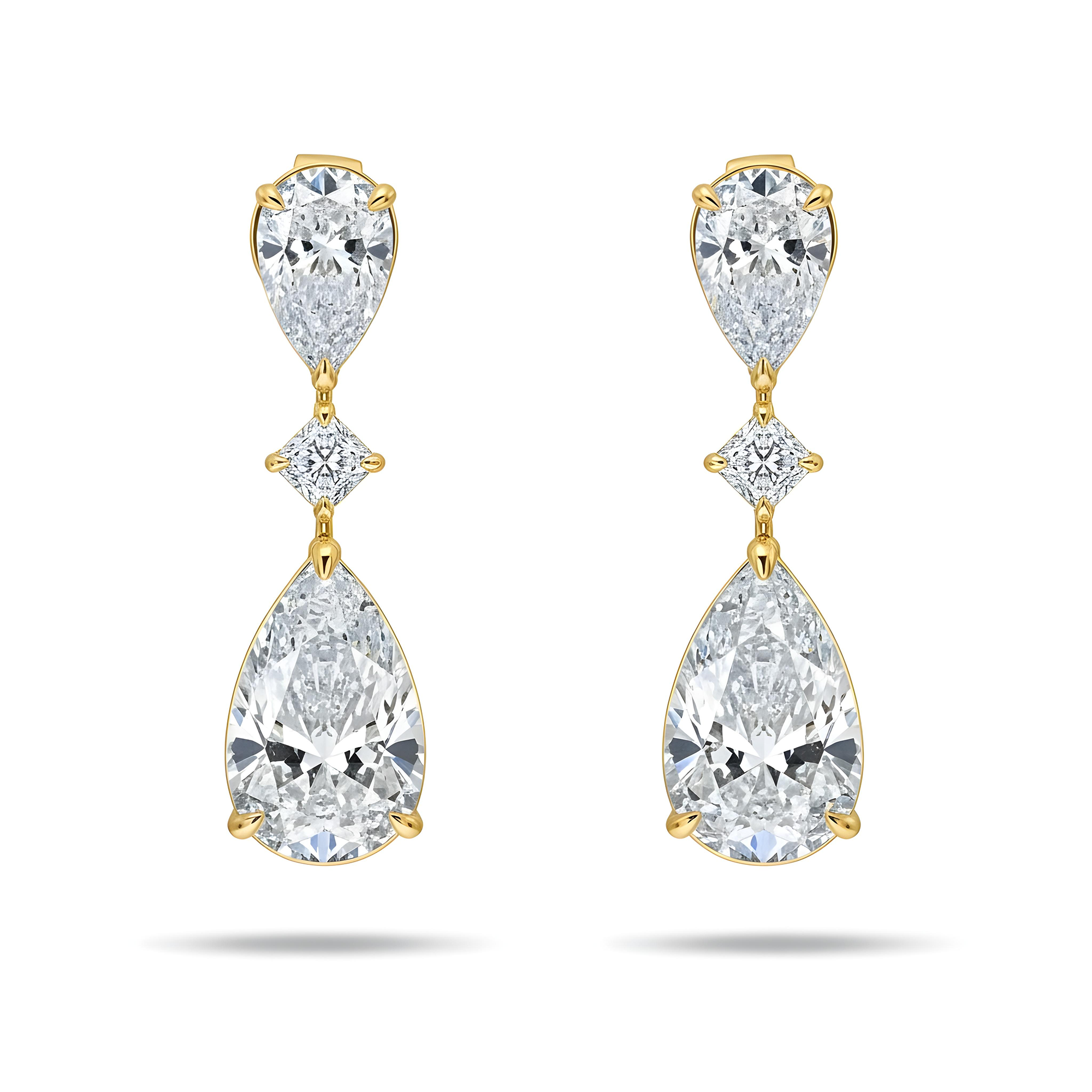 18K White Gold Pear Cut Diamond Rosebud Drop Earrings 10.56ctw
