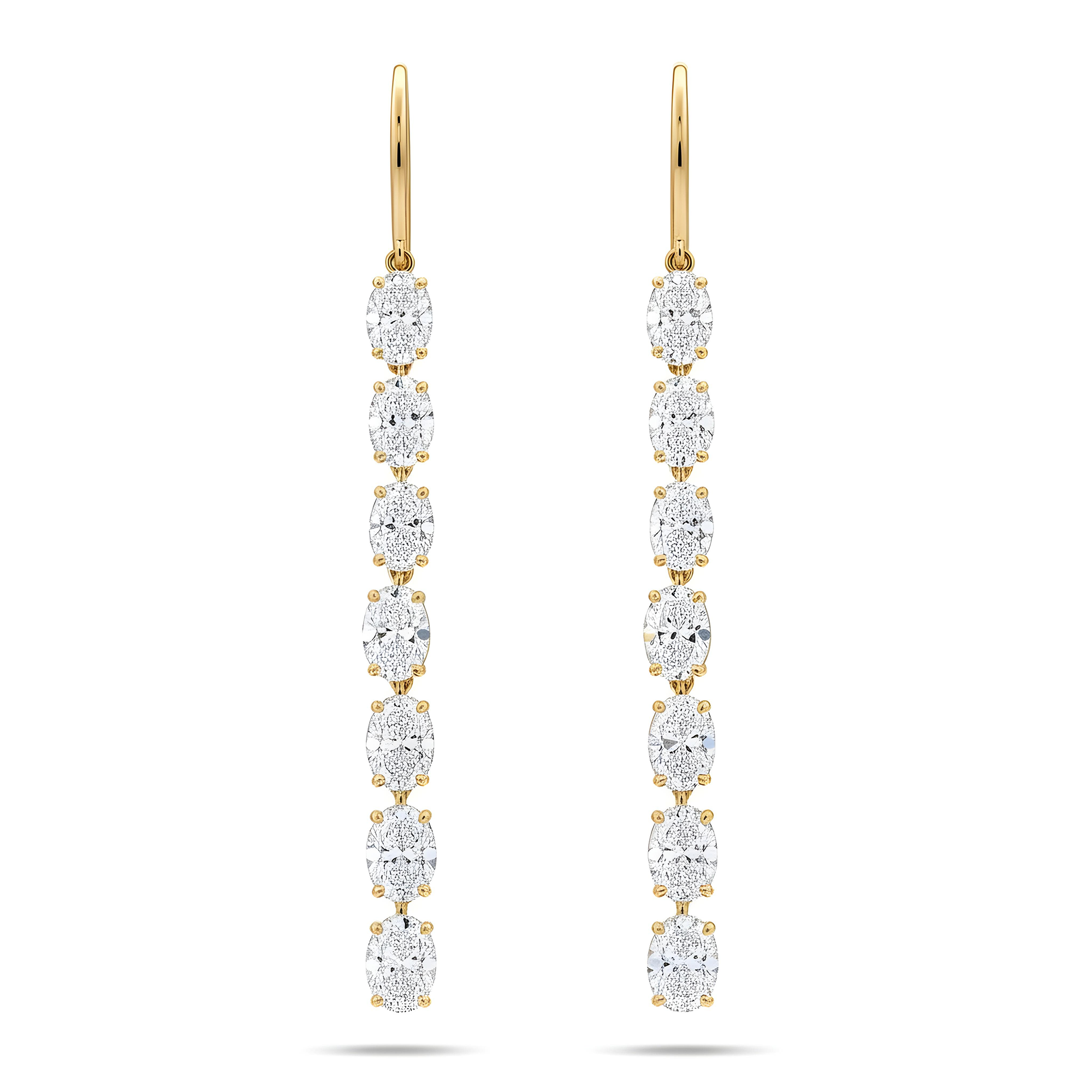 18K White Gold Oval Cut Diamond Drop Earrings 8.48ctw