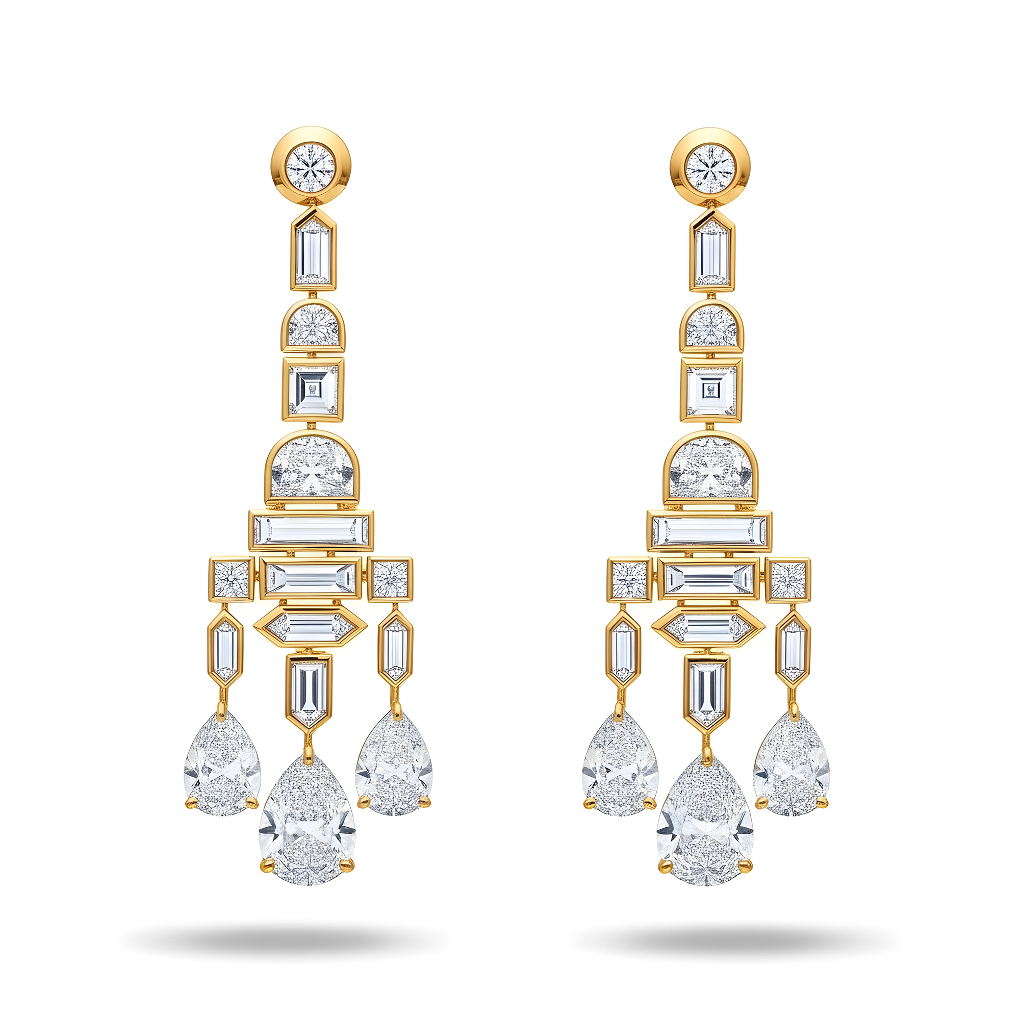 18K White Gold Antique Design Diamond Drop Earrings 20.92ctw