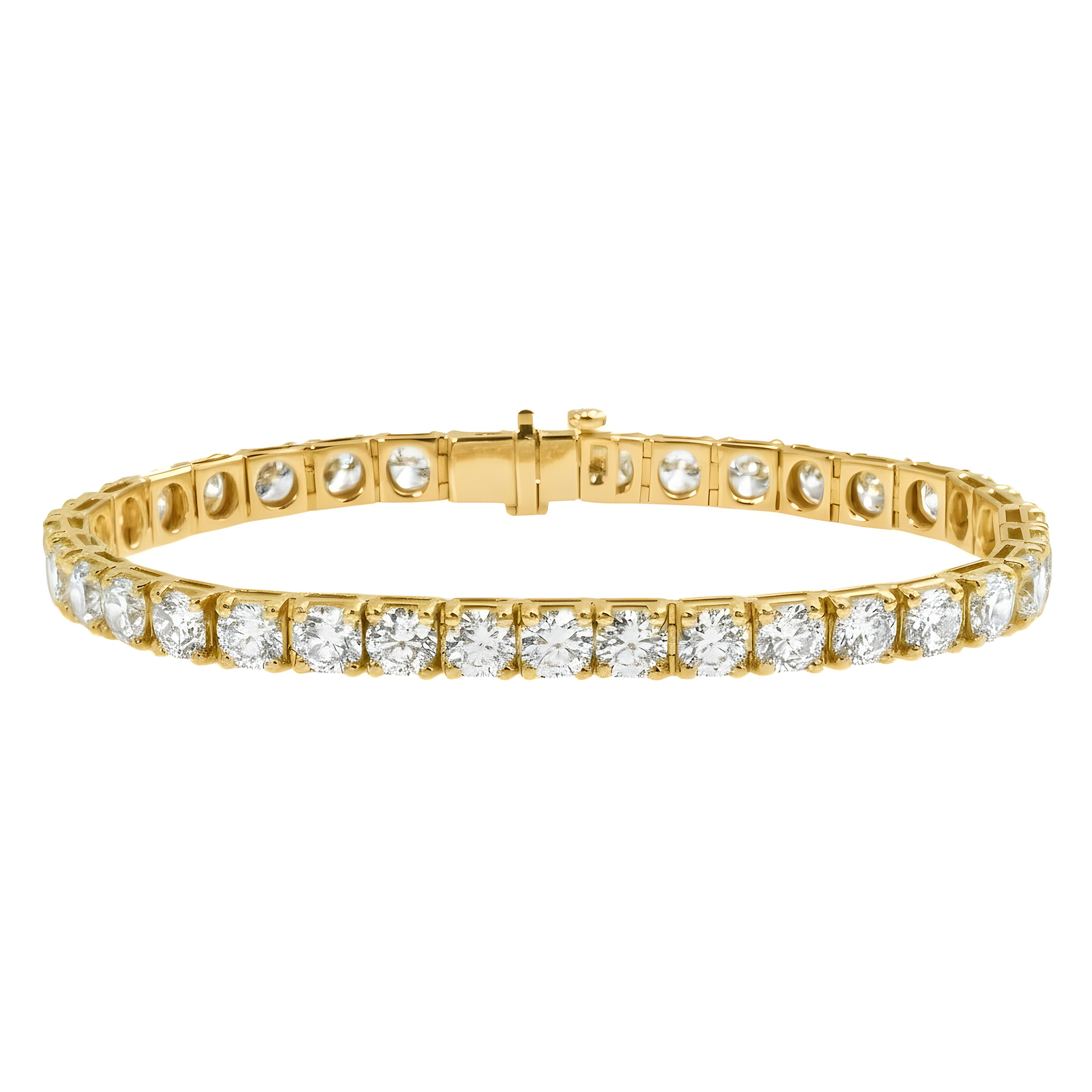 14K White Gold Round Diamond Tennnis Bracelet 14.98ct