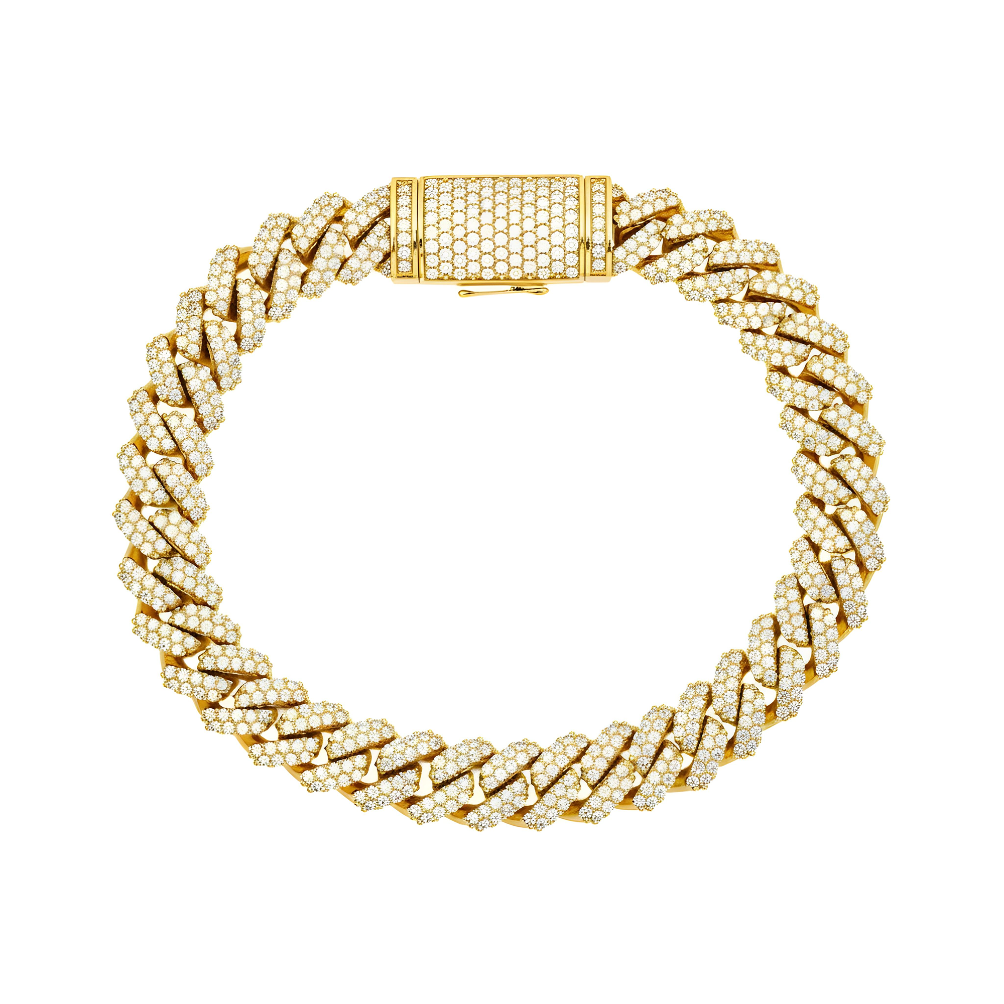 14K Rose Gold 10mm Round Diamond Cuban Link Bracelet 7.0ct