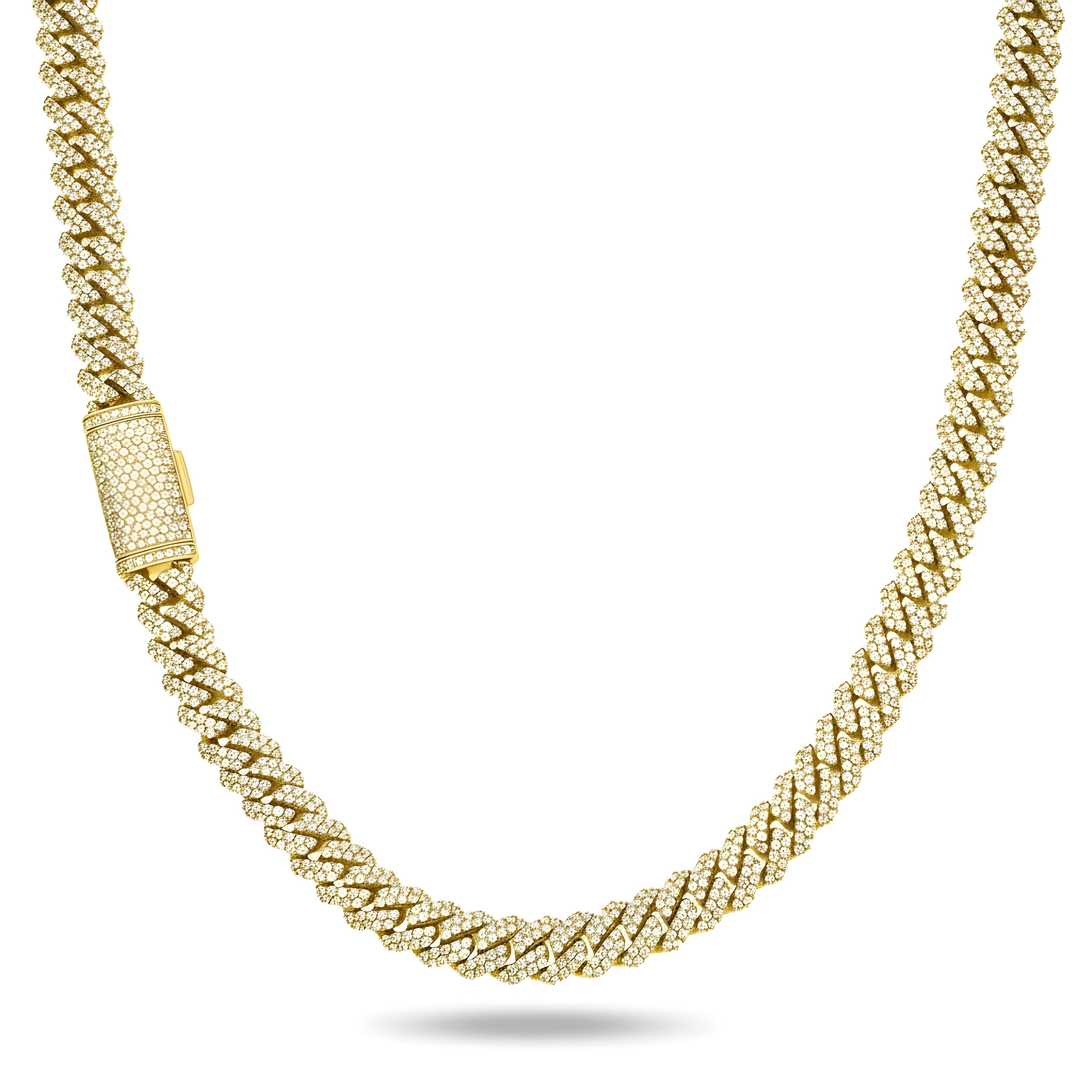 14K Rose Gold 10mm Round Diamond Cuban Link Chain 20.0ct