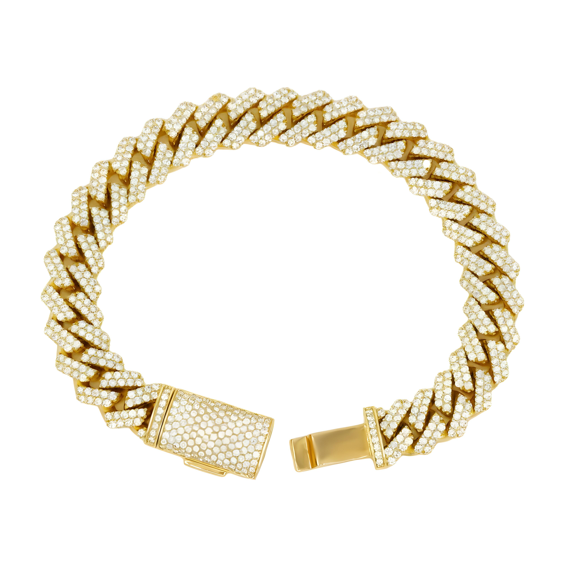 14K Rose Gold 11mm Round Diamond Cuban Link Bracelet 9.0ct