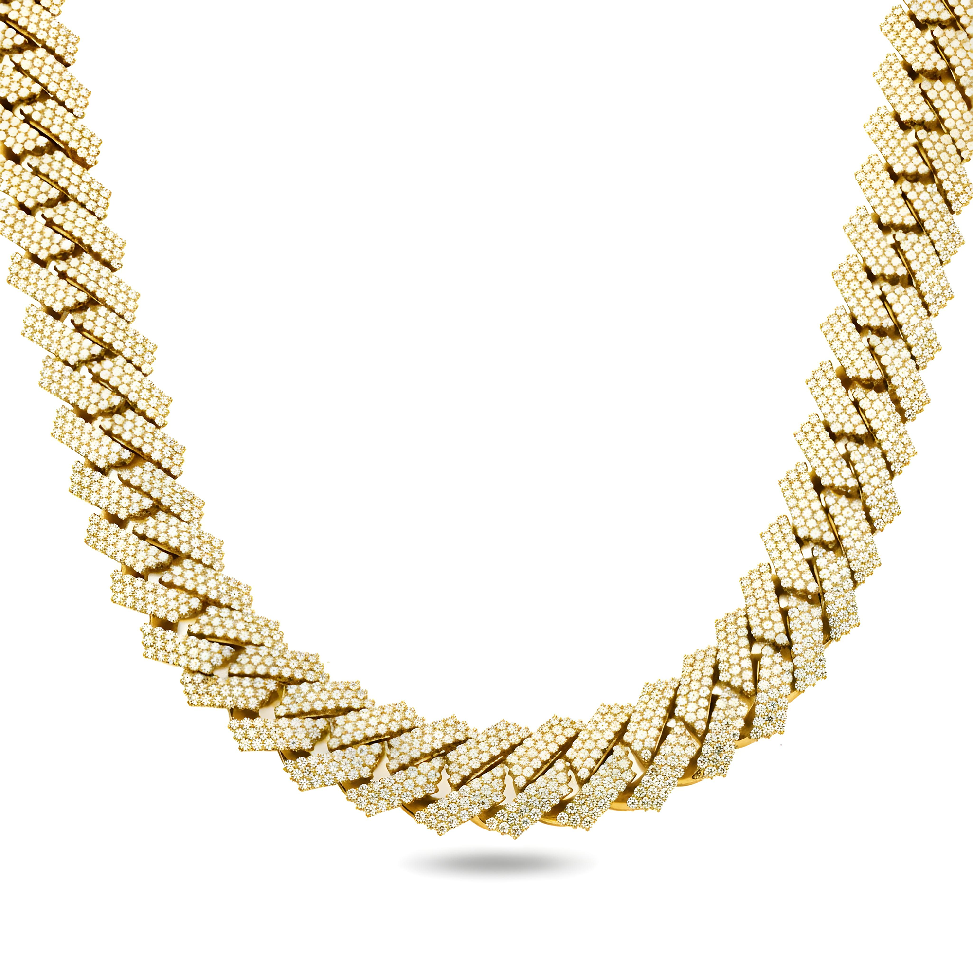 14K Rose Gold Round Diamond Cuban Link Chain 57.0ct