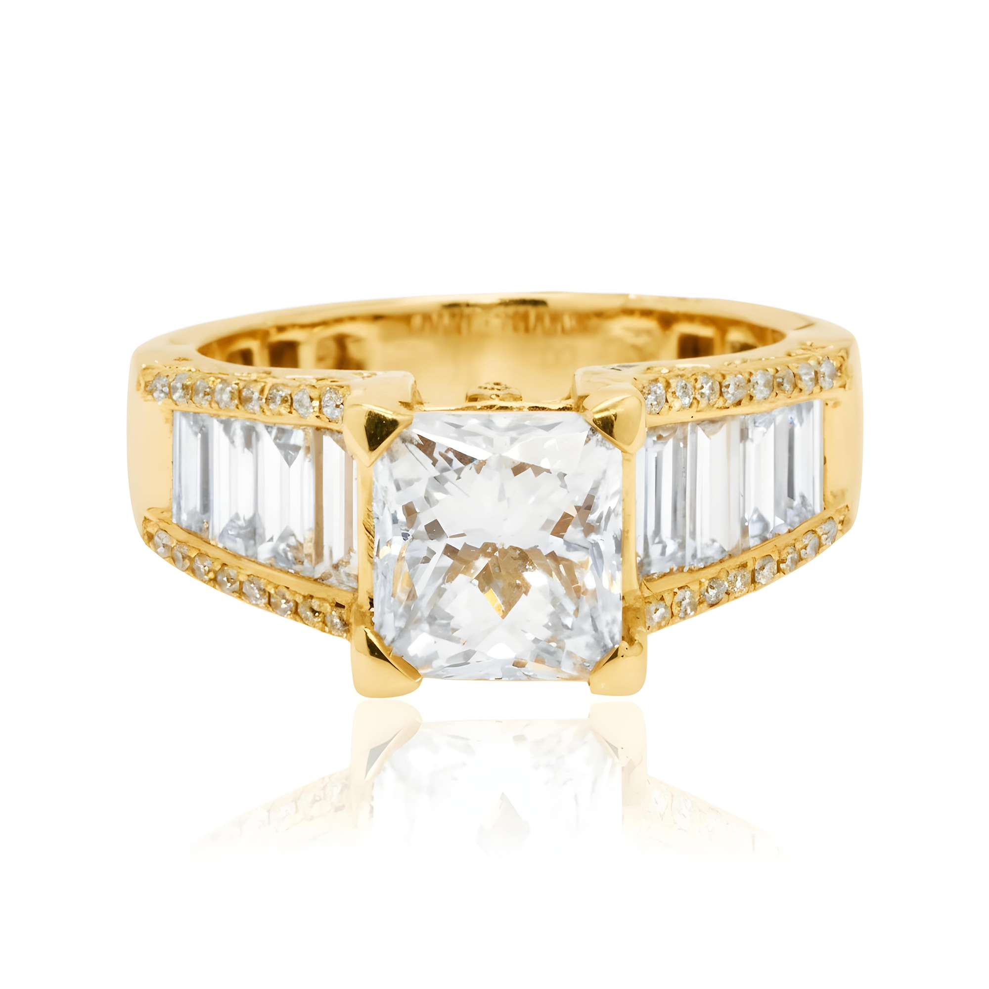 18K White Gold 2.06ct Princess Cut Diamond Engagement Rings 3.21ctw