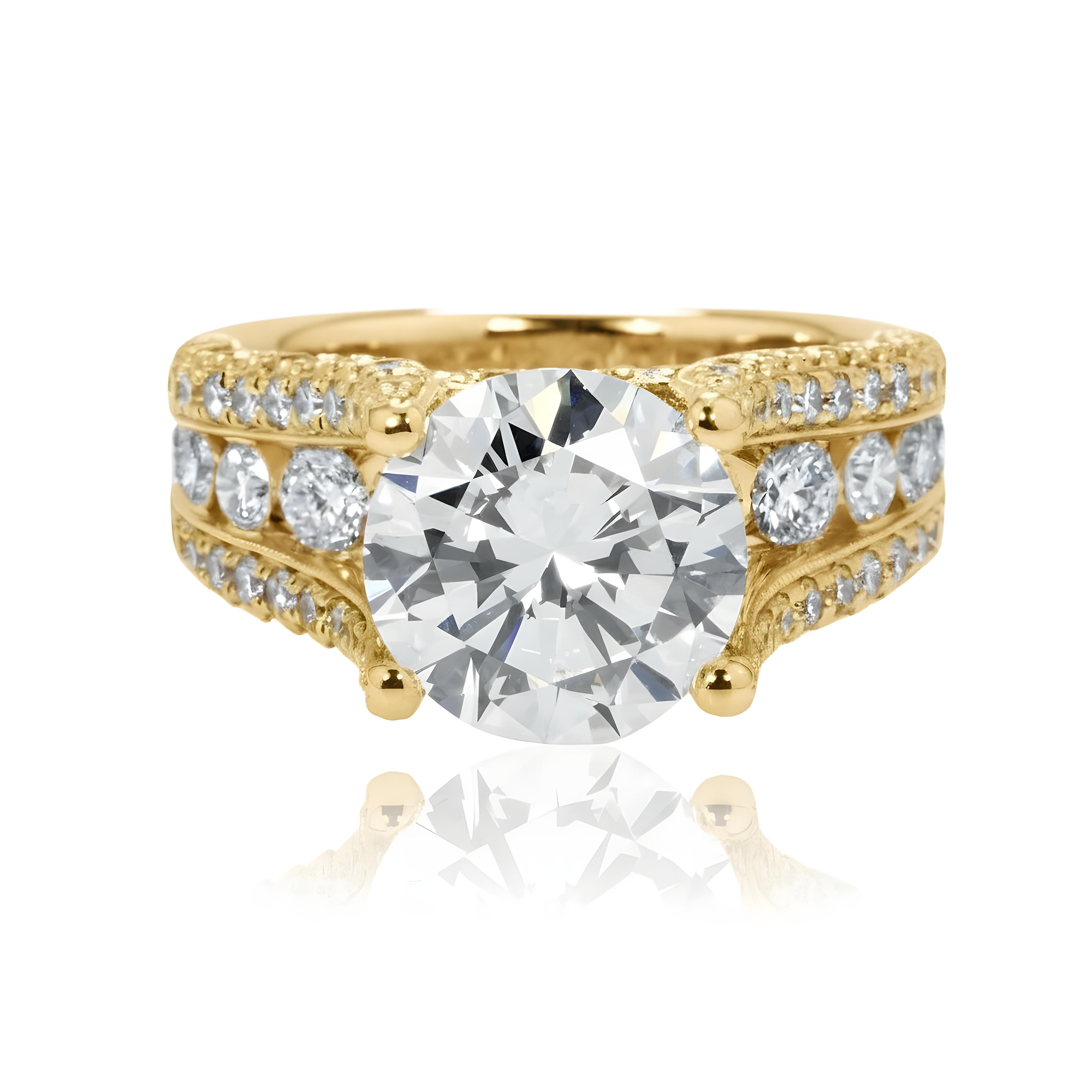 GIA 18K White Gold 3.51ct Round Diamond Engagement Ring 5.91ctw