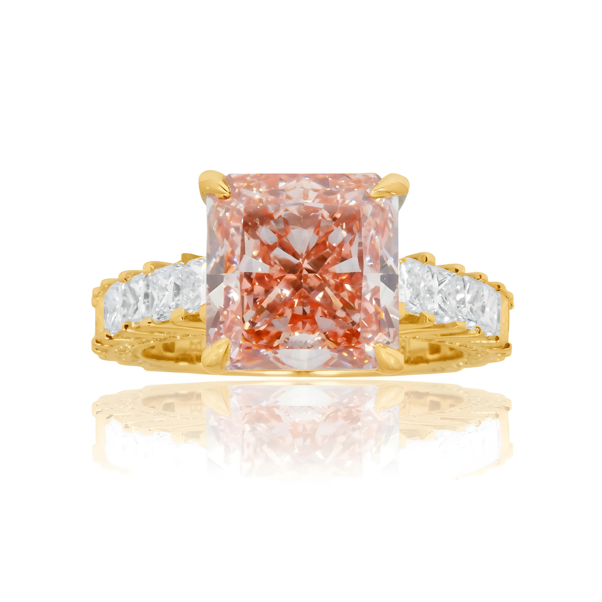 18K White Gold 5.06ct Princess Cut Fancy Vivid Pink Diamond Ring 7.36ctw