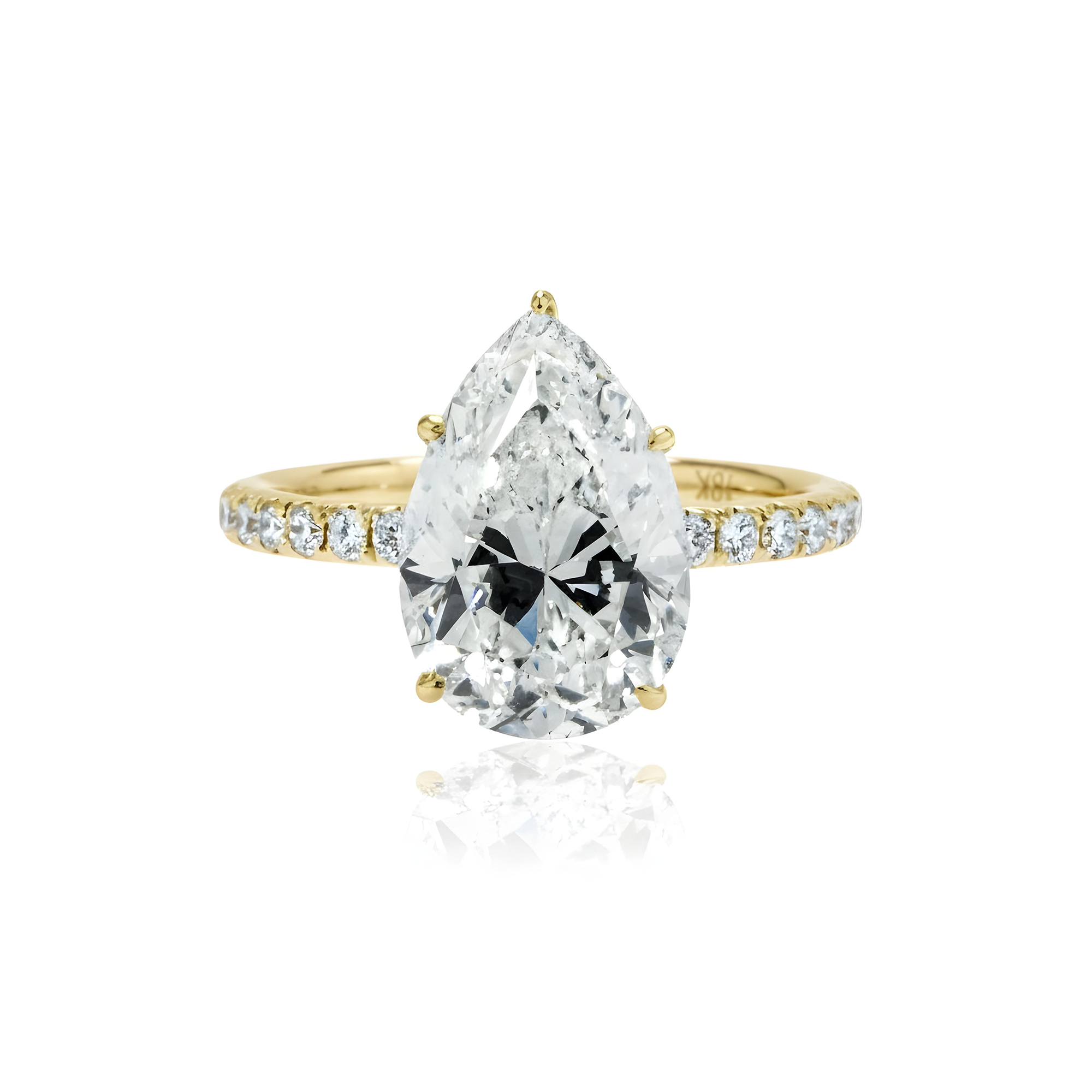GIA 18K White Gold 4.12ct Pear Cut Diamond Engagement Ring 4.67ct