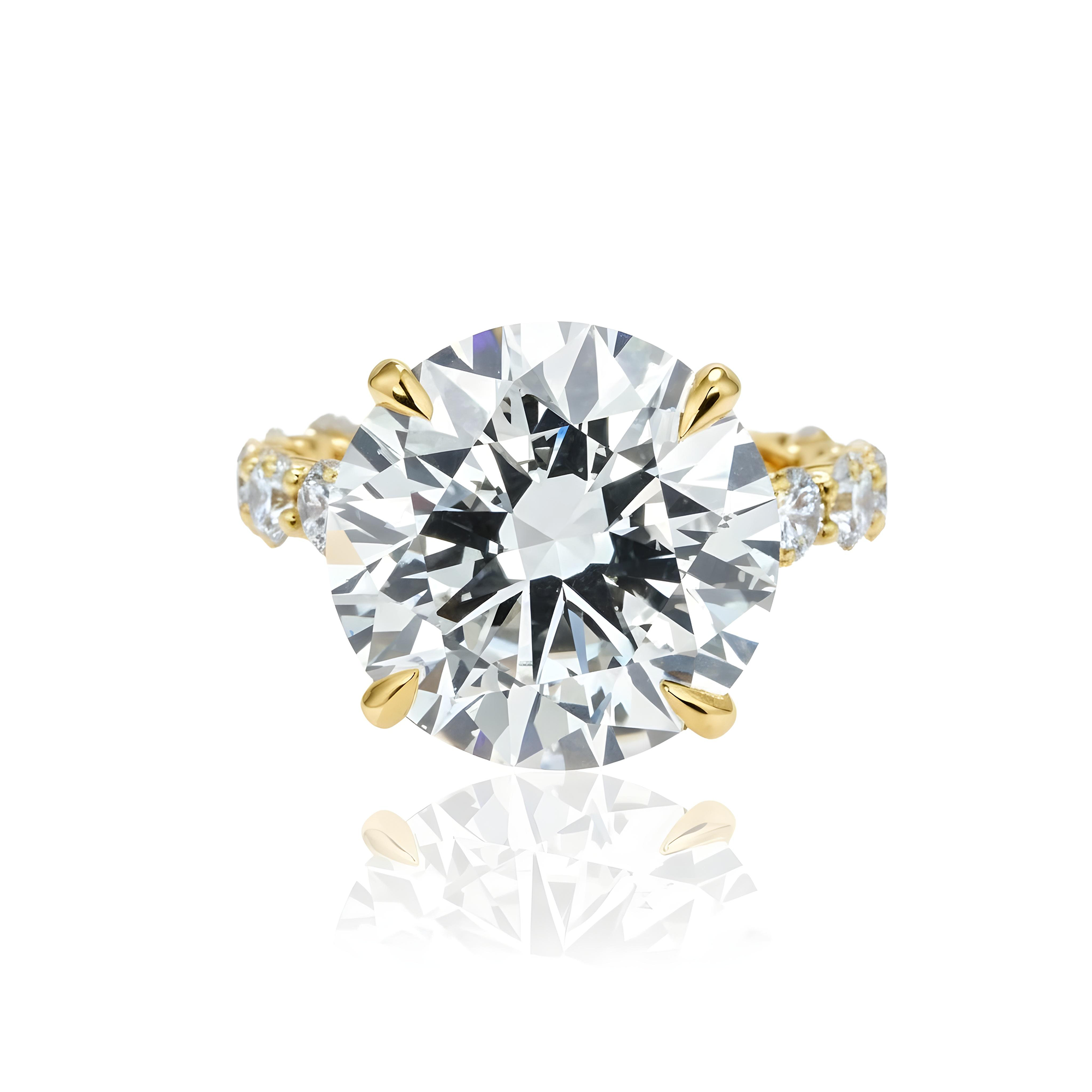 18K White Gold 12.20ct Round Diamond Engagement Ring 15.35ctw