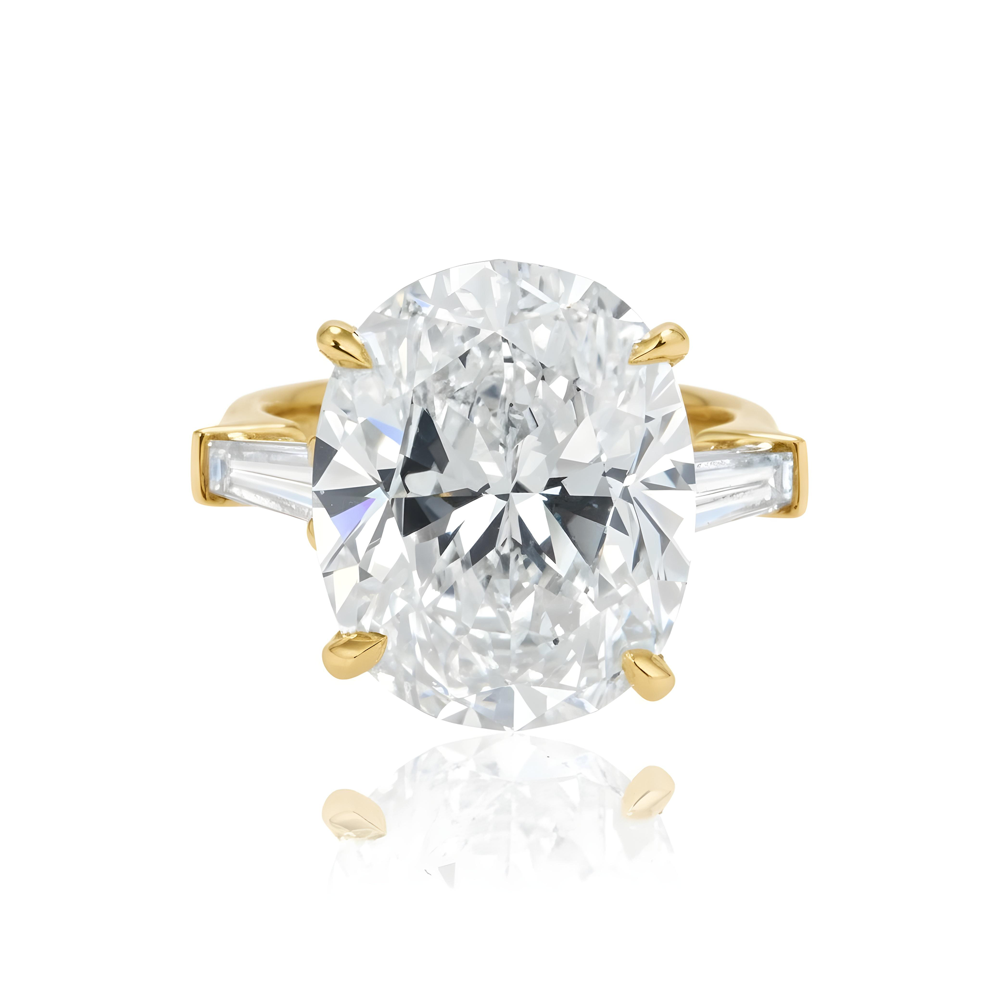 GIA Platinum 13.28ct Oval Cut Diamond Engagement Ring 14.04ctw