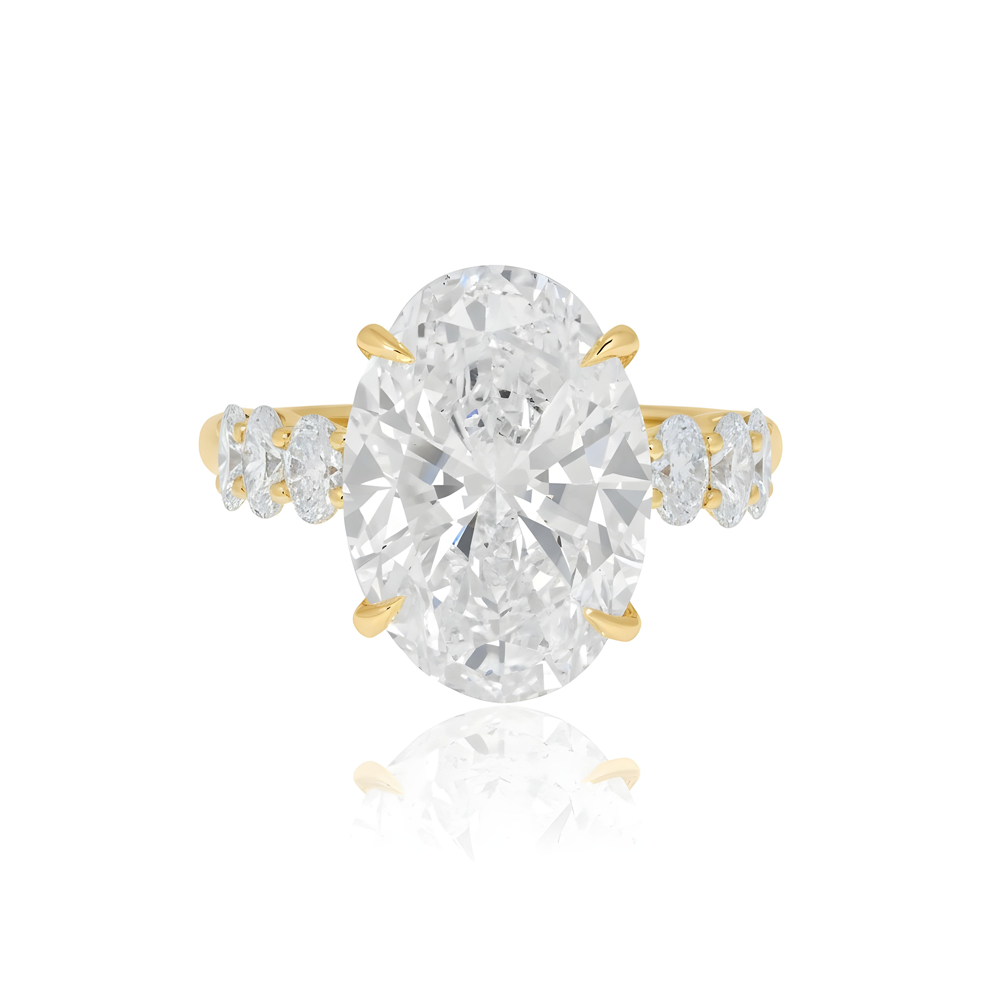 18K White Gold 10ct Oval Cut Diamond Engagement Ring 12.70ctw