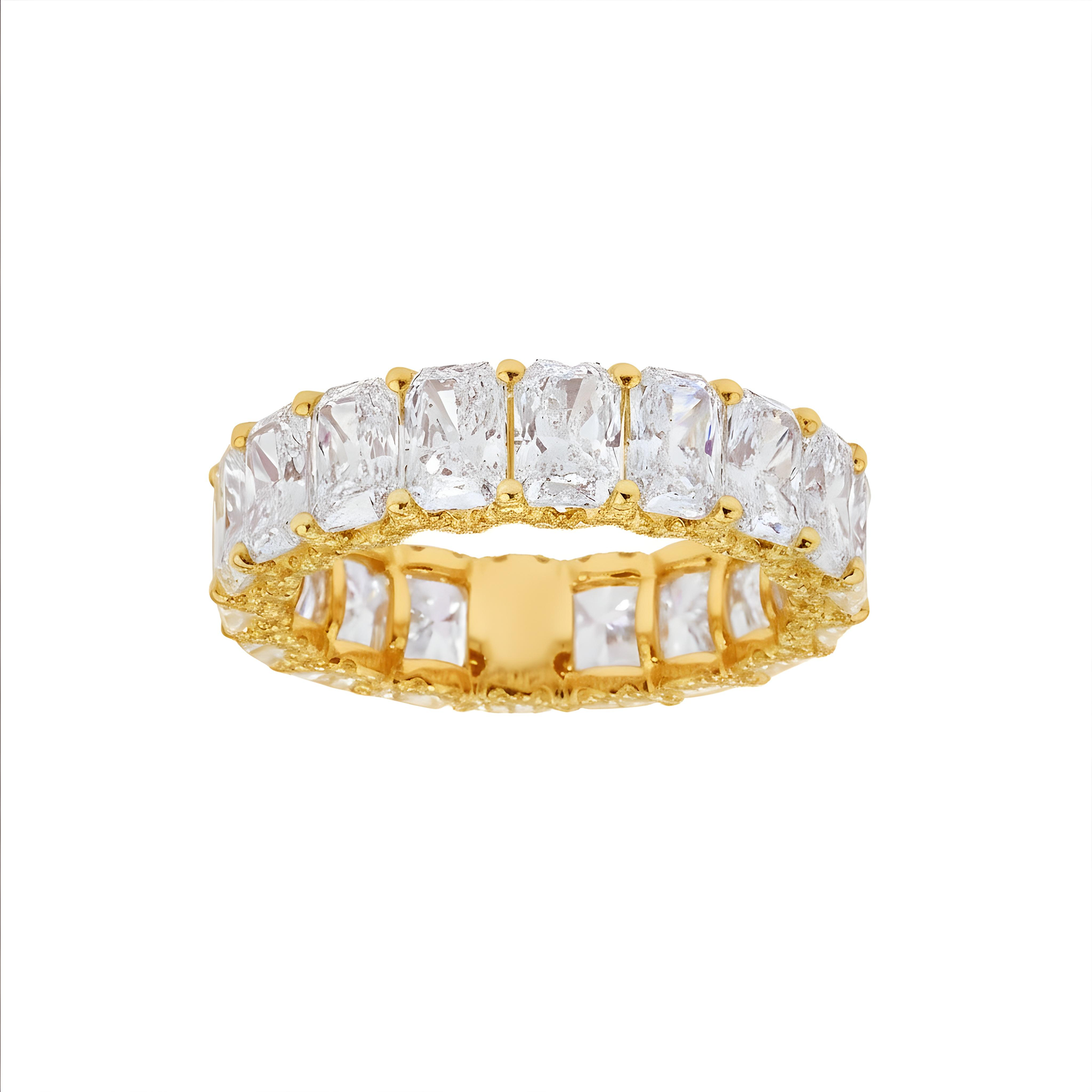 18K White Gold Radiant Cut Diamond Eternity Ring w/ Encrusted Setting 8.65ct (size 6)