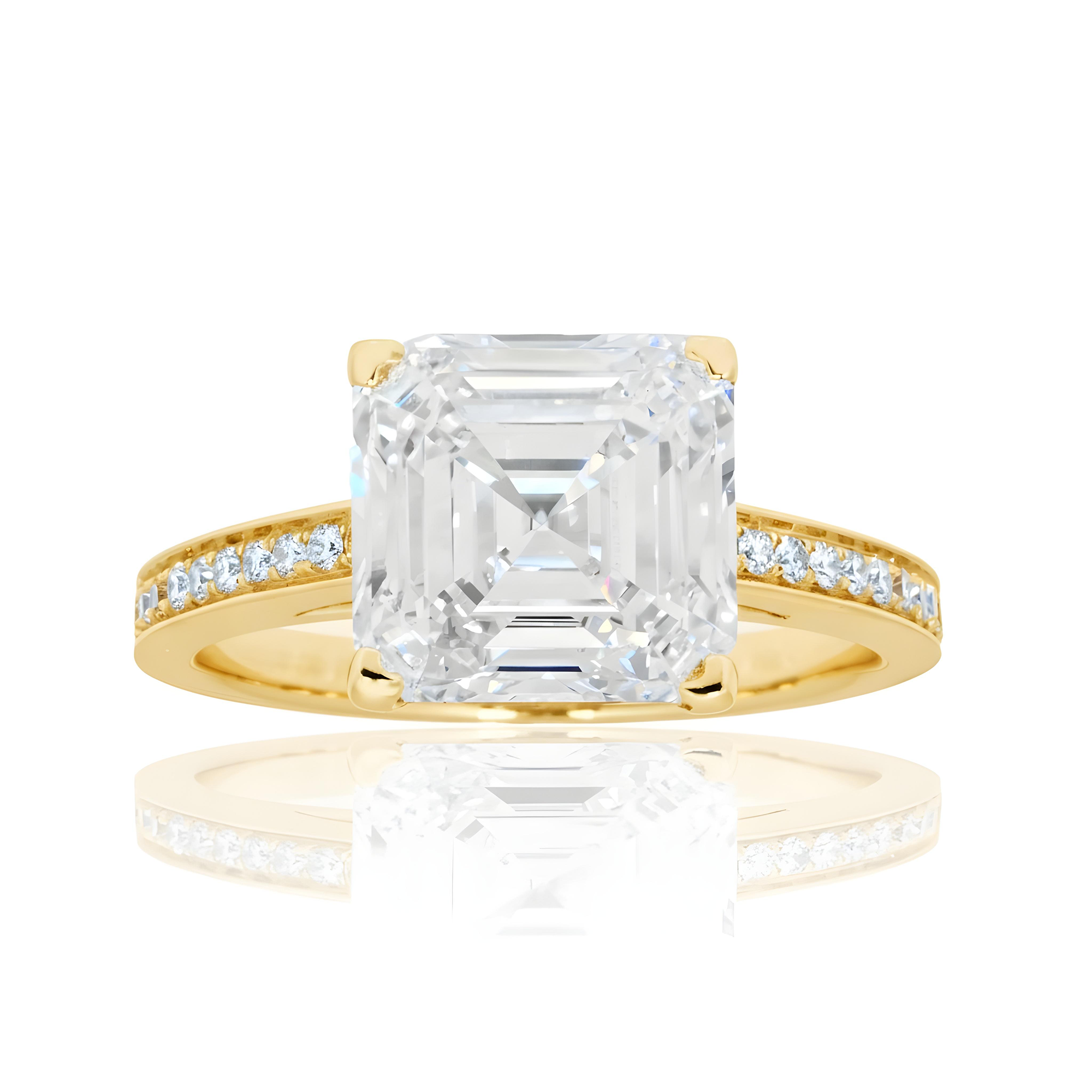 18K White Gold 4.42ct Asscher Cut Diamond Engagement Ring 4.61ctw