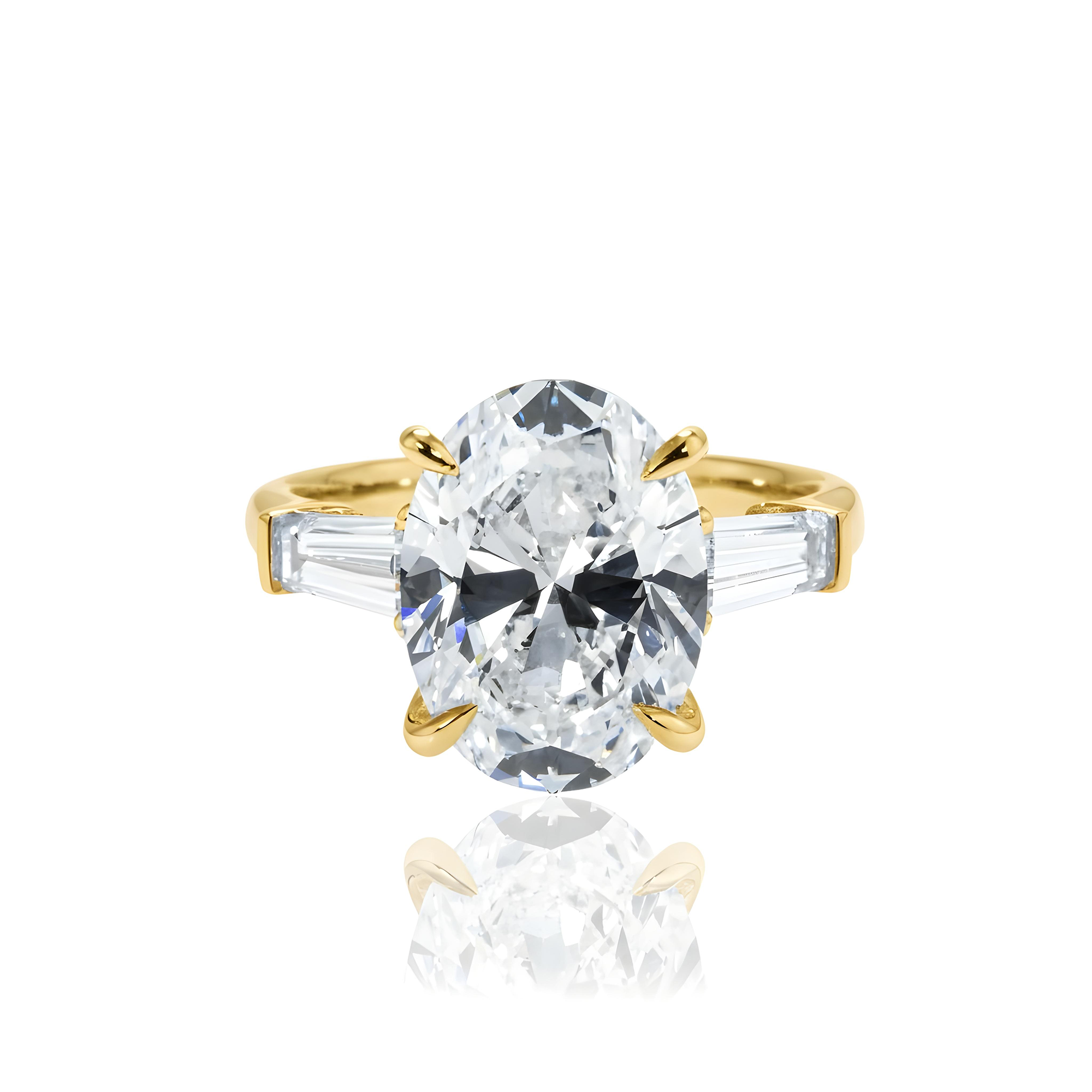 GIA 18K White Gold 5.0ct Oval Cut Tripple Diamond Engagement Ring 6.0ctw