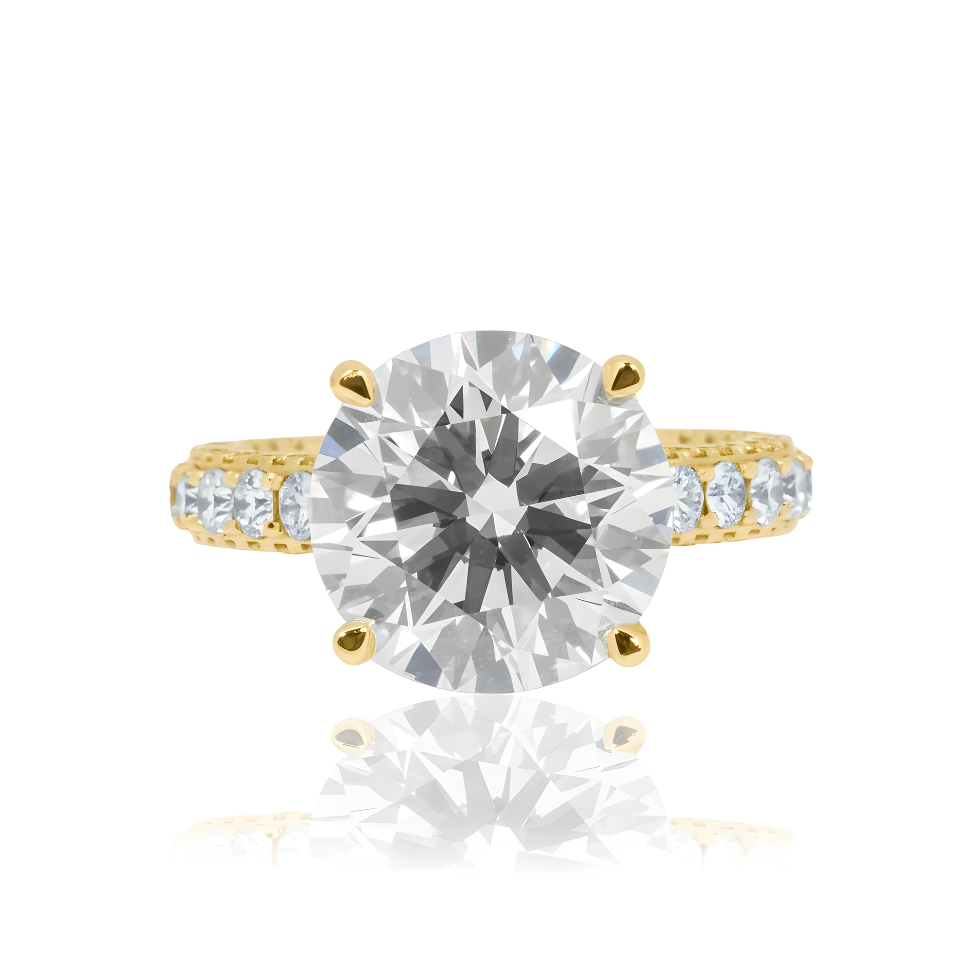 18K White Gold 6.42ct Round Cut Diamond Engagement Ring 8.29ctw