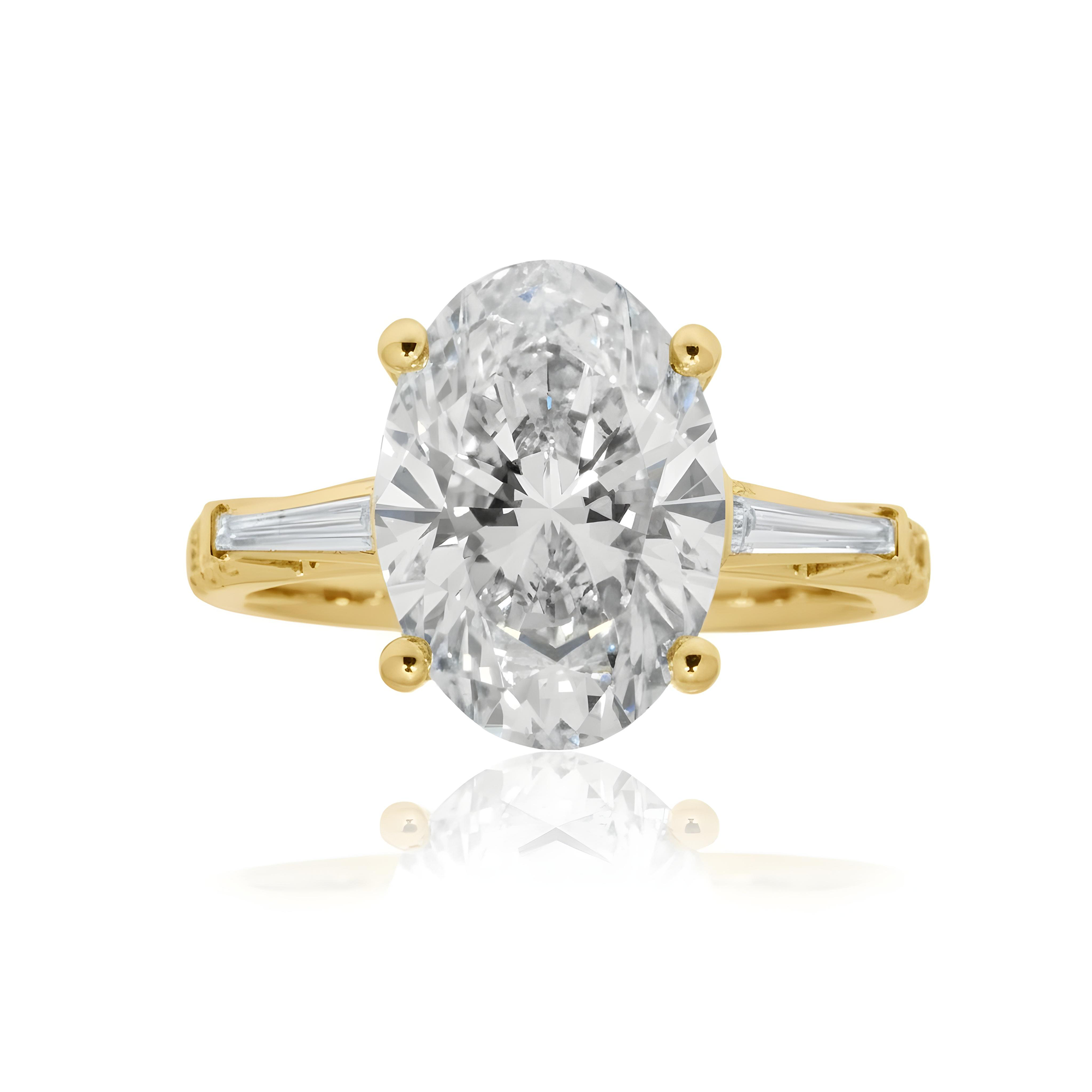 18K White Gold 4.35ct Oval Cut Diamond Engagement Ring 5.11ctw