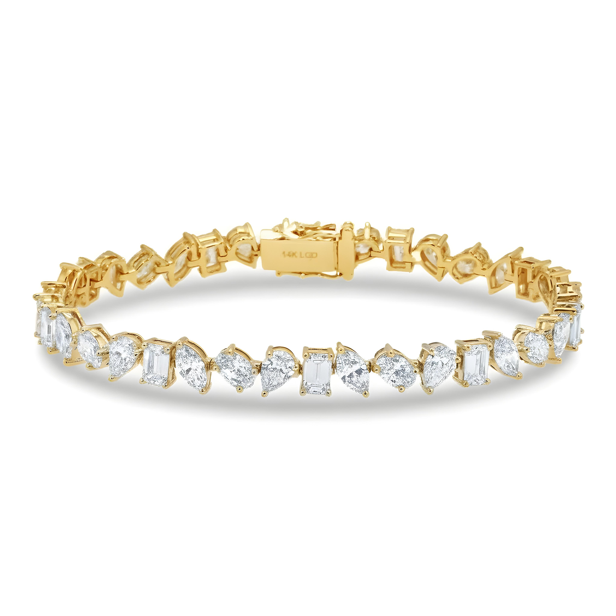 14K White Gold Multi Cut Diamond Bracelet 11.86ct