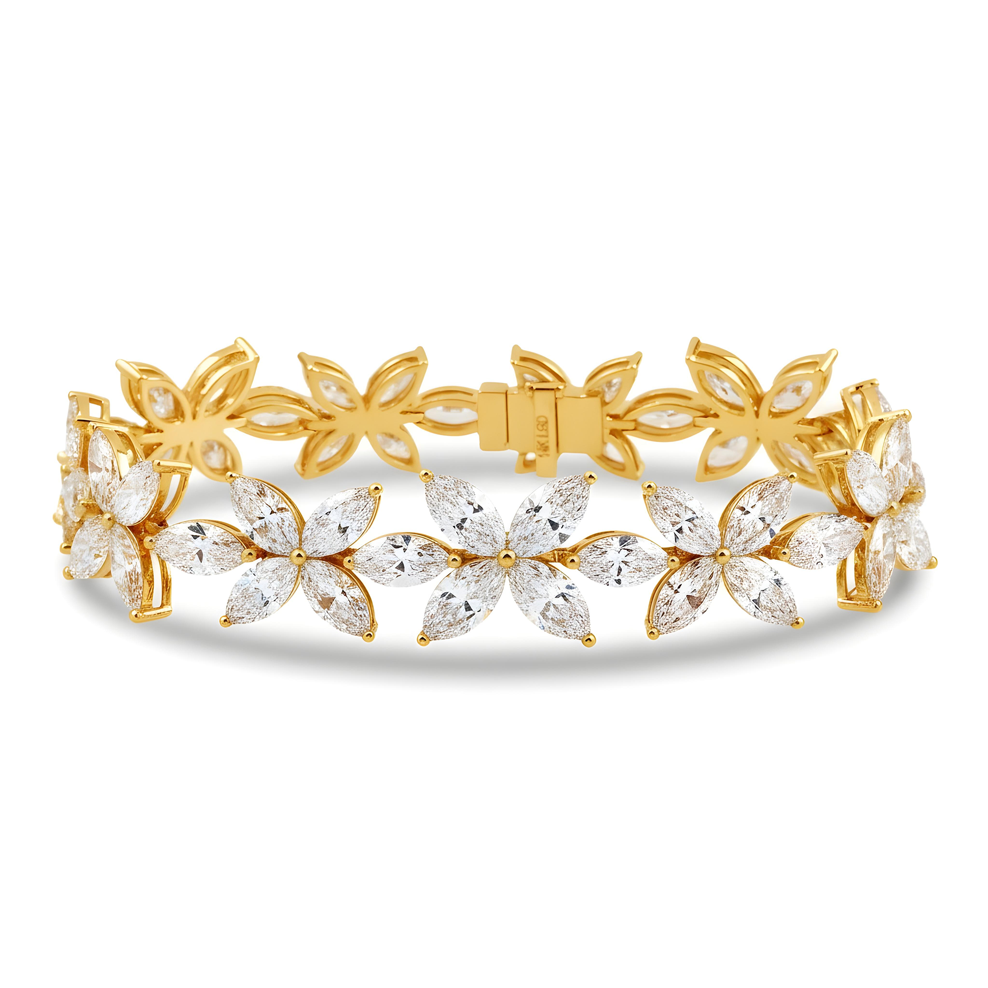 14K White Gold Marquise Cut Diamond Bracelet 25.85ct
