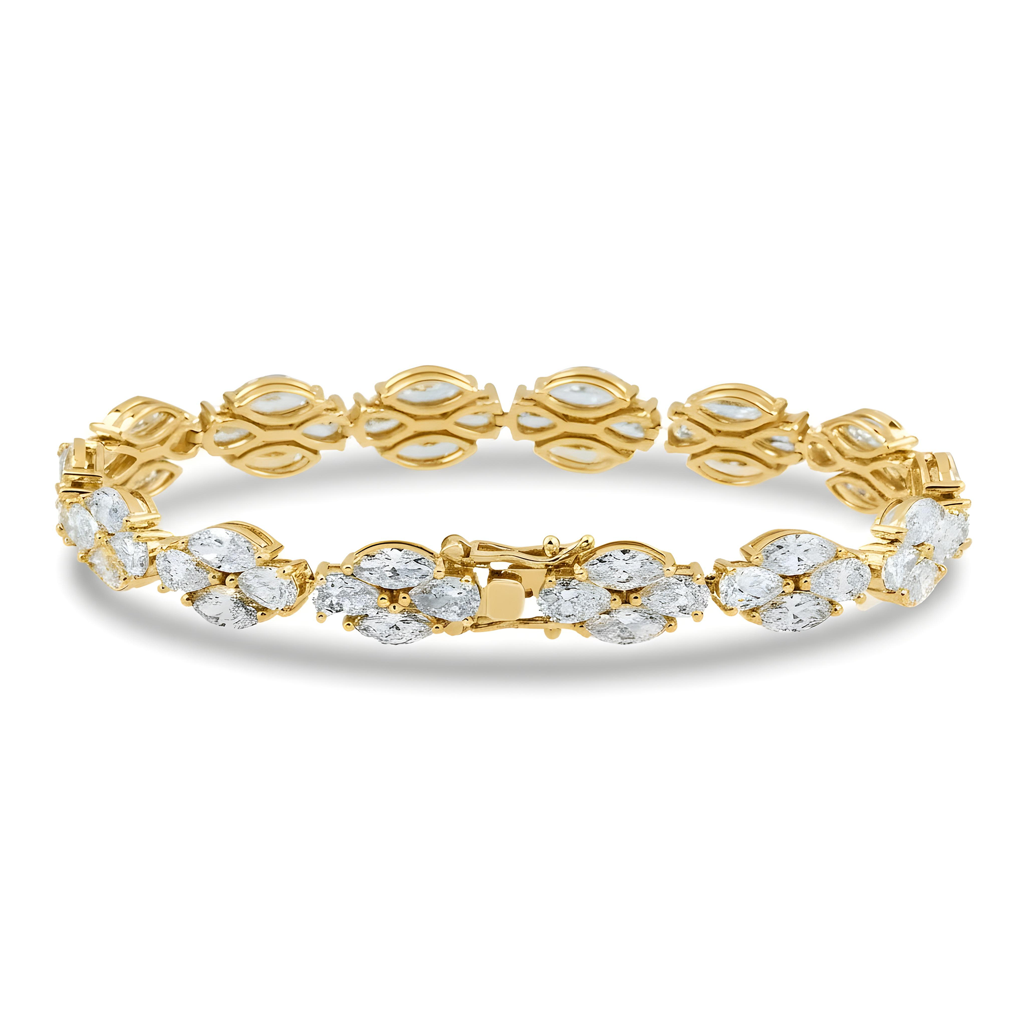 14K White Gold Marquise & Pear Cut Diamond Bracelet 15.13ct
