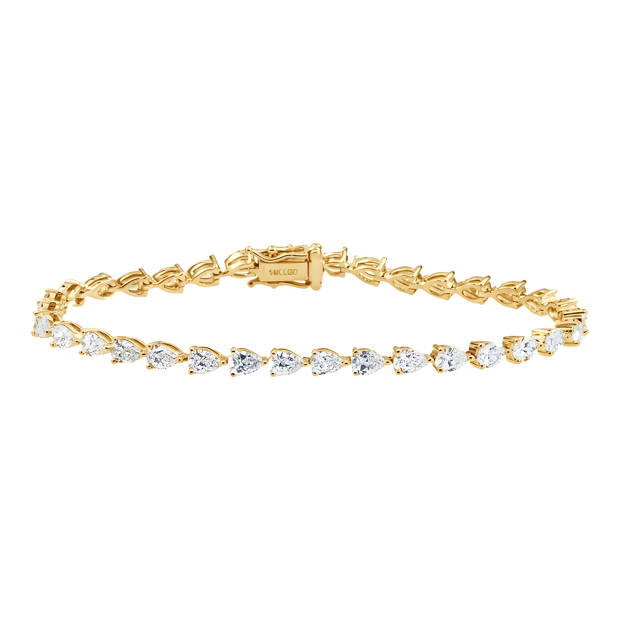 14K White Gold Pear Cut Diamond Tennis Bracelet 6.20ct