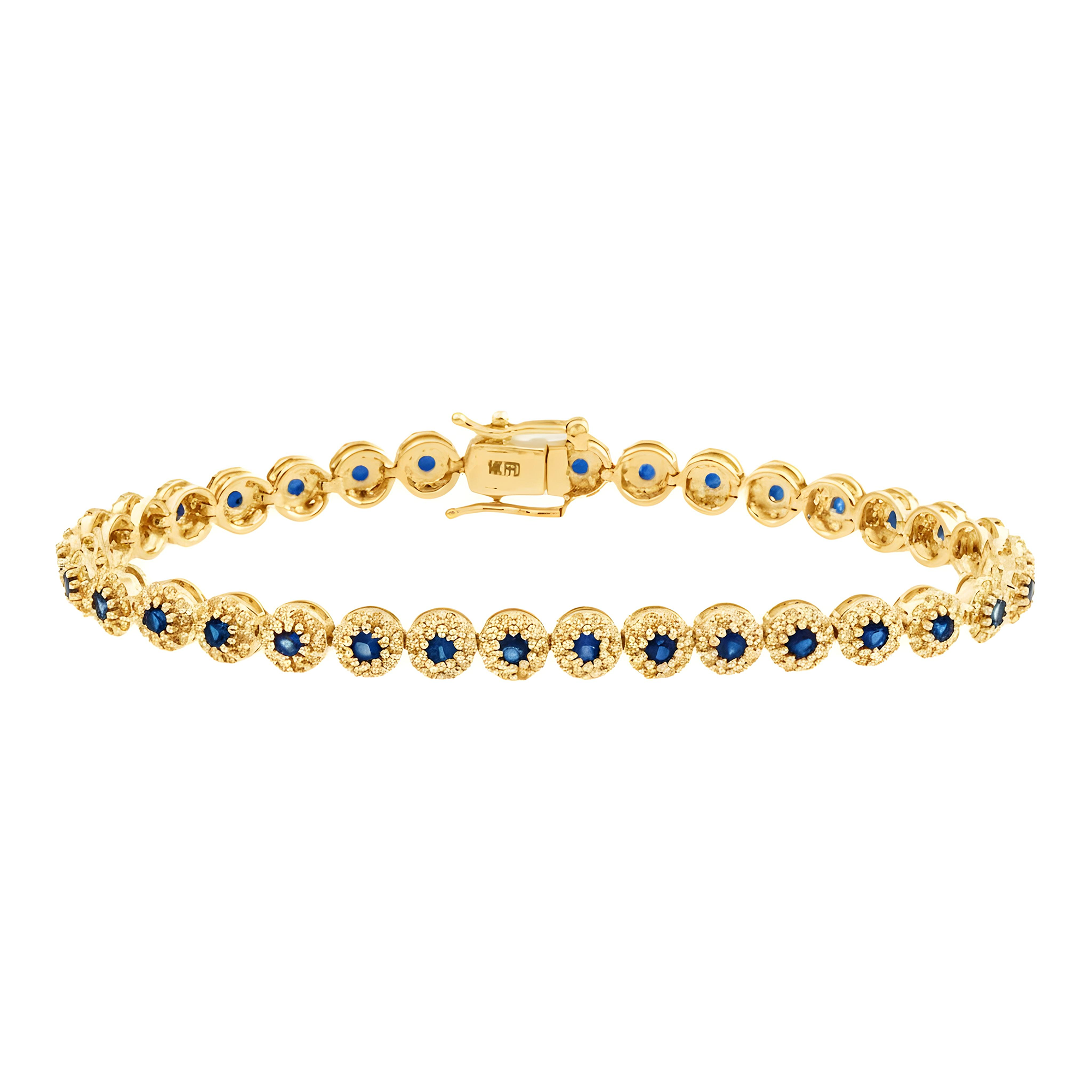 14K White Gold Round Sapphire & Diamond Bracelet 4.62ctw