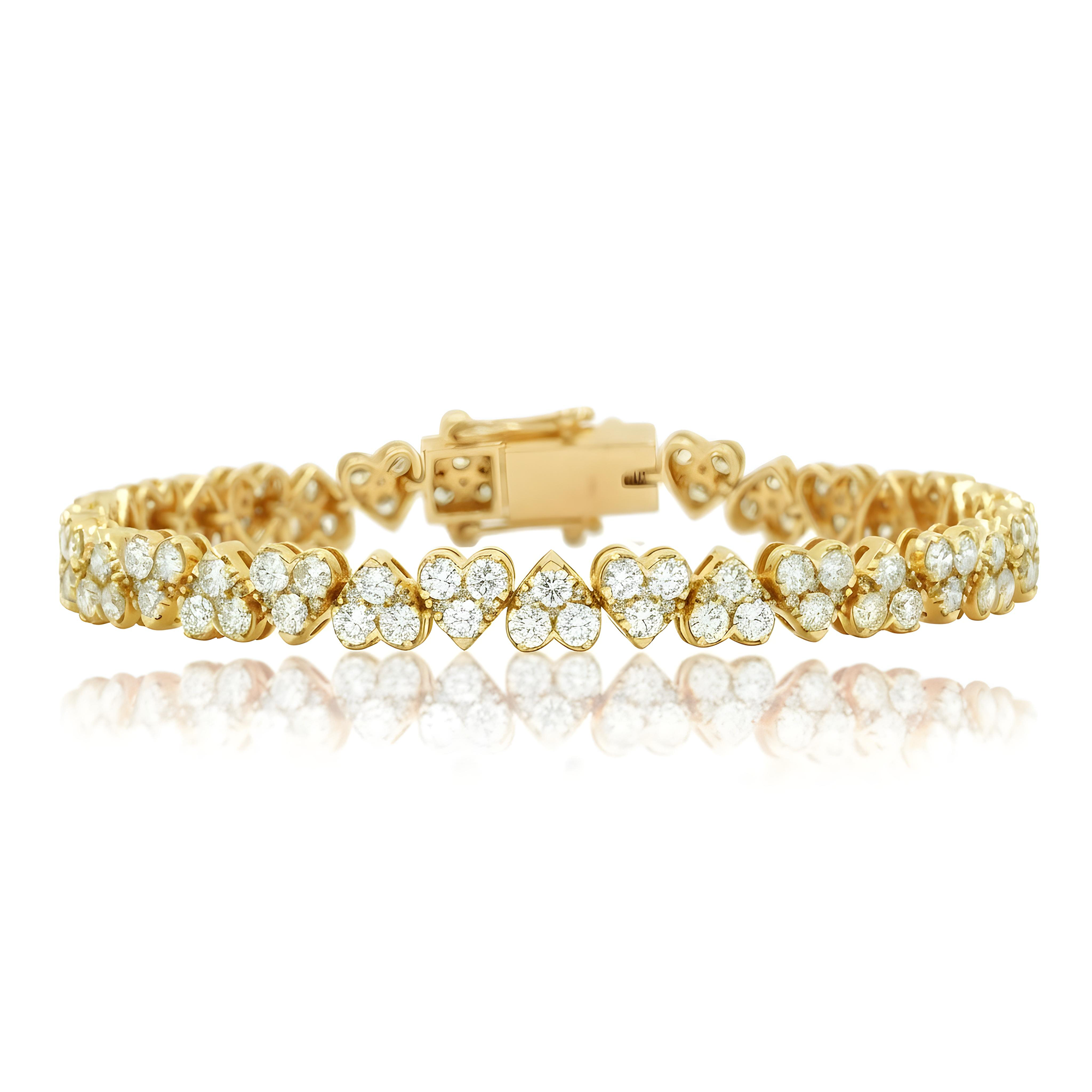 14K Rose Gold Round Diamond Heart Shaped Bracelet 8.31ct