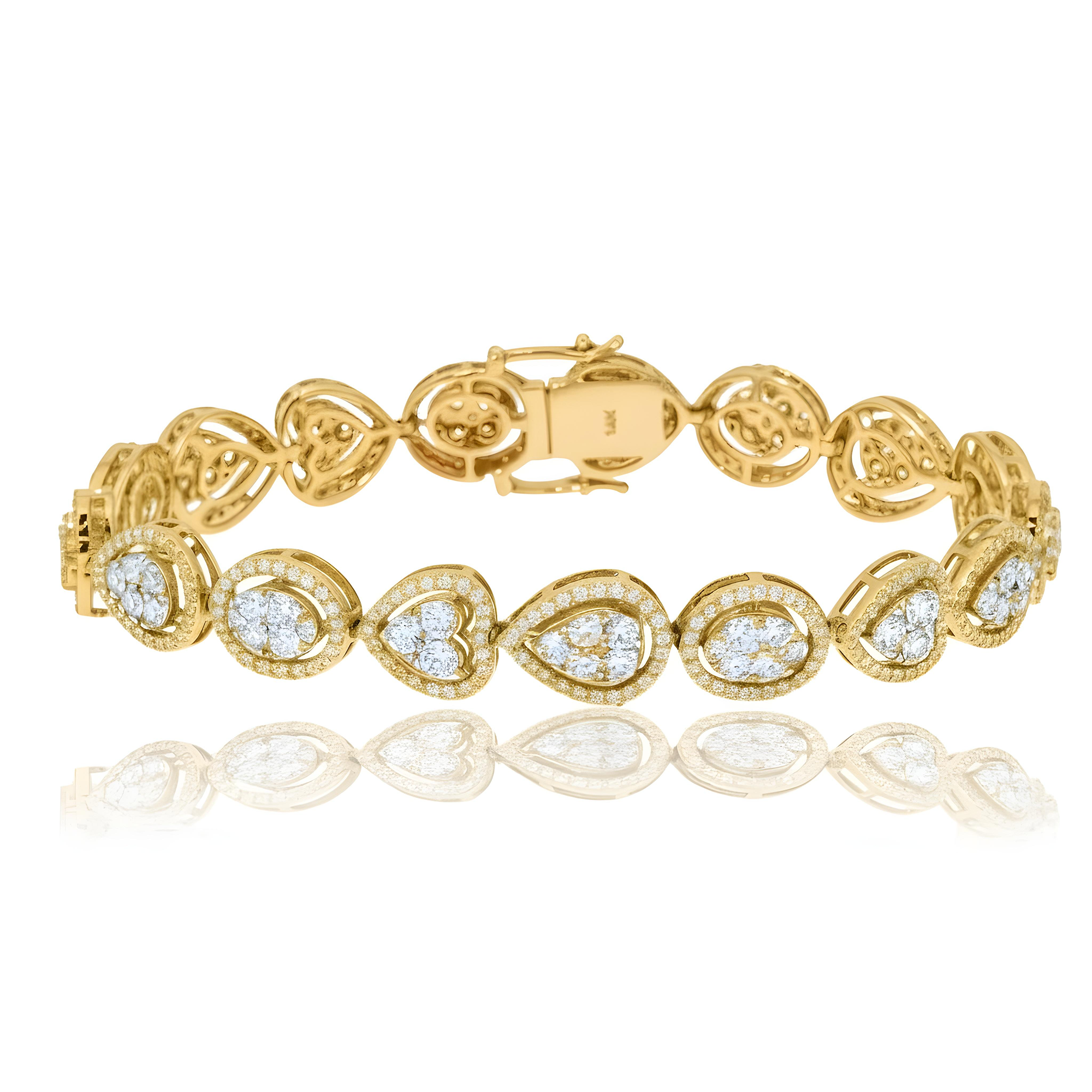 14K White Gold Combination Cut Diamond Bracelet 7.02ct