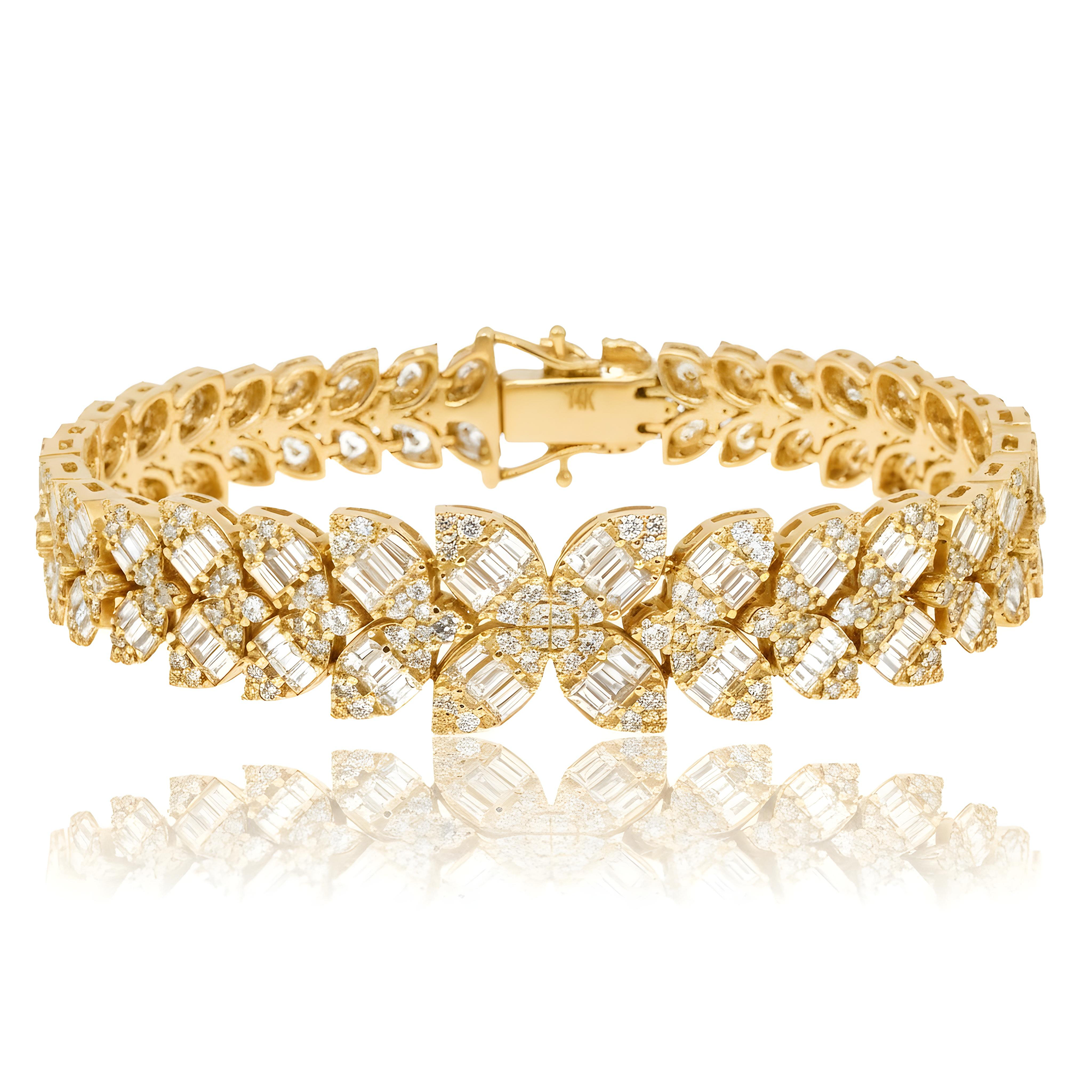 14K White Gold Petal Vine Diamond Bracelet 10.10ct