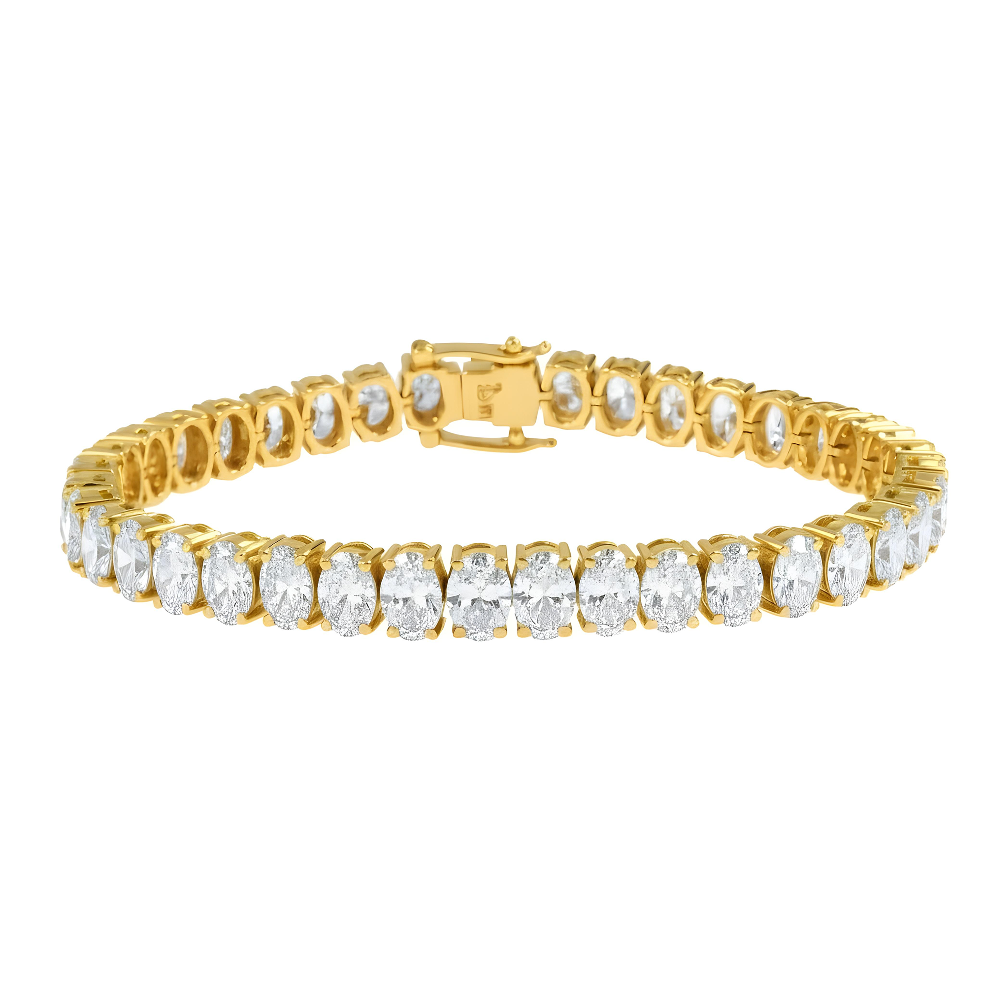 14K White Gold Oval Cut Diamond Tennis Bracelet 20.93ct