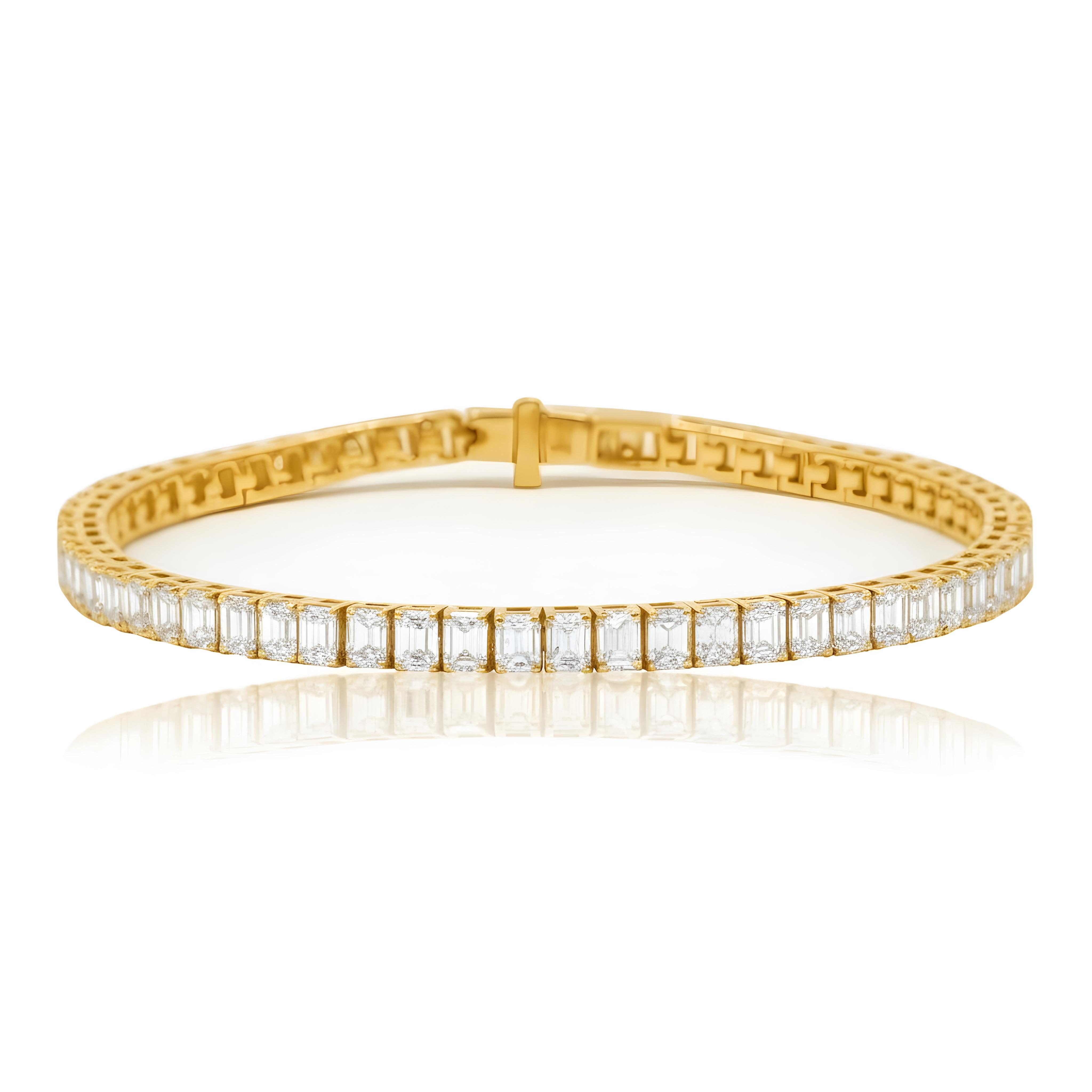 14K White Gold Emerald Cut Diamond Tennis Bracelet 11.83ct
