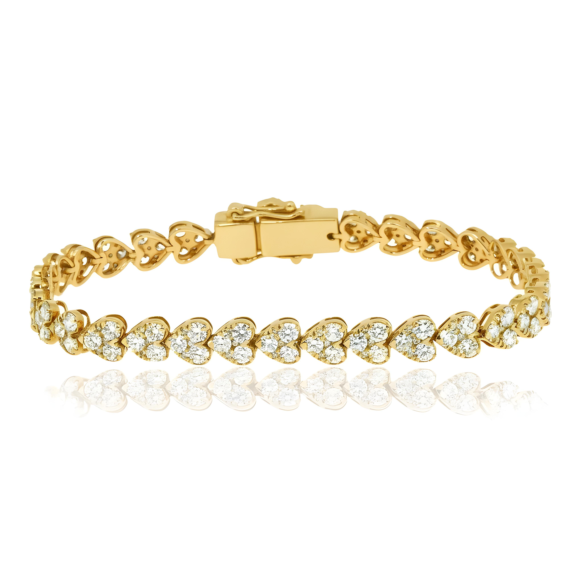 14K Rose Gold Round Diamond Heart Shaped Bracelet 8.14ct