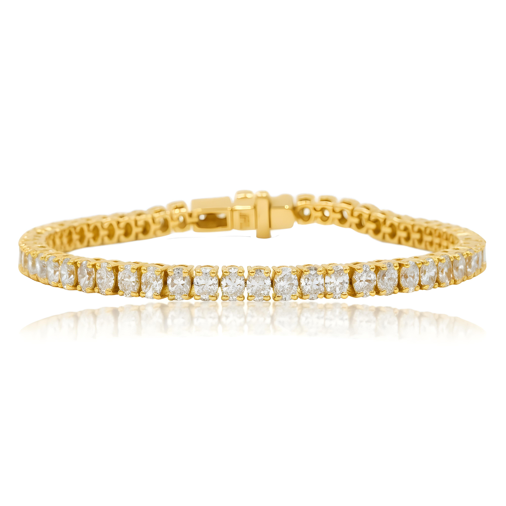 14K White Gold Oval Cut Diamond Tennis Bracelets 8.07ct