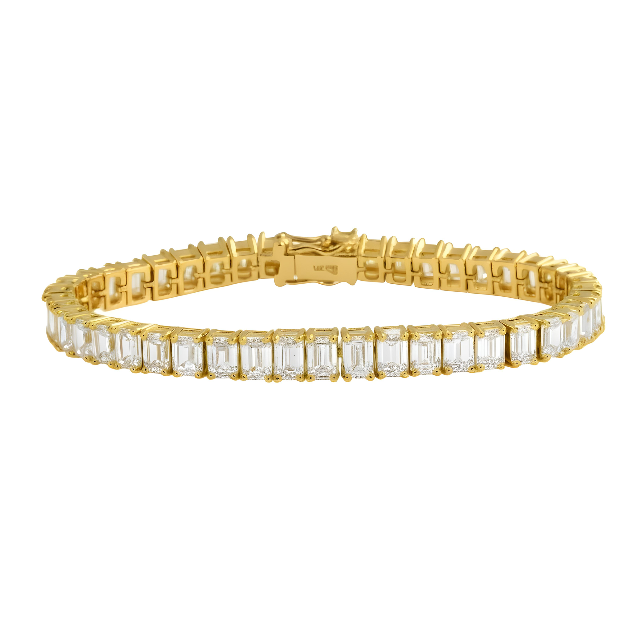 14K White Gold Emerald Cut Dimond Tennis Bracelet 19.43ct