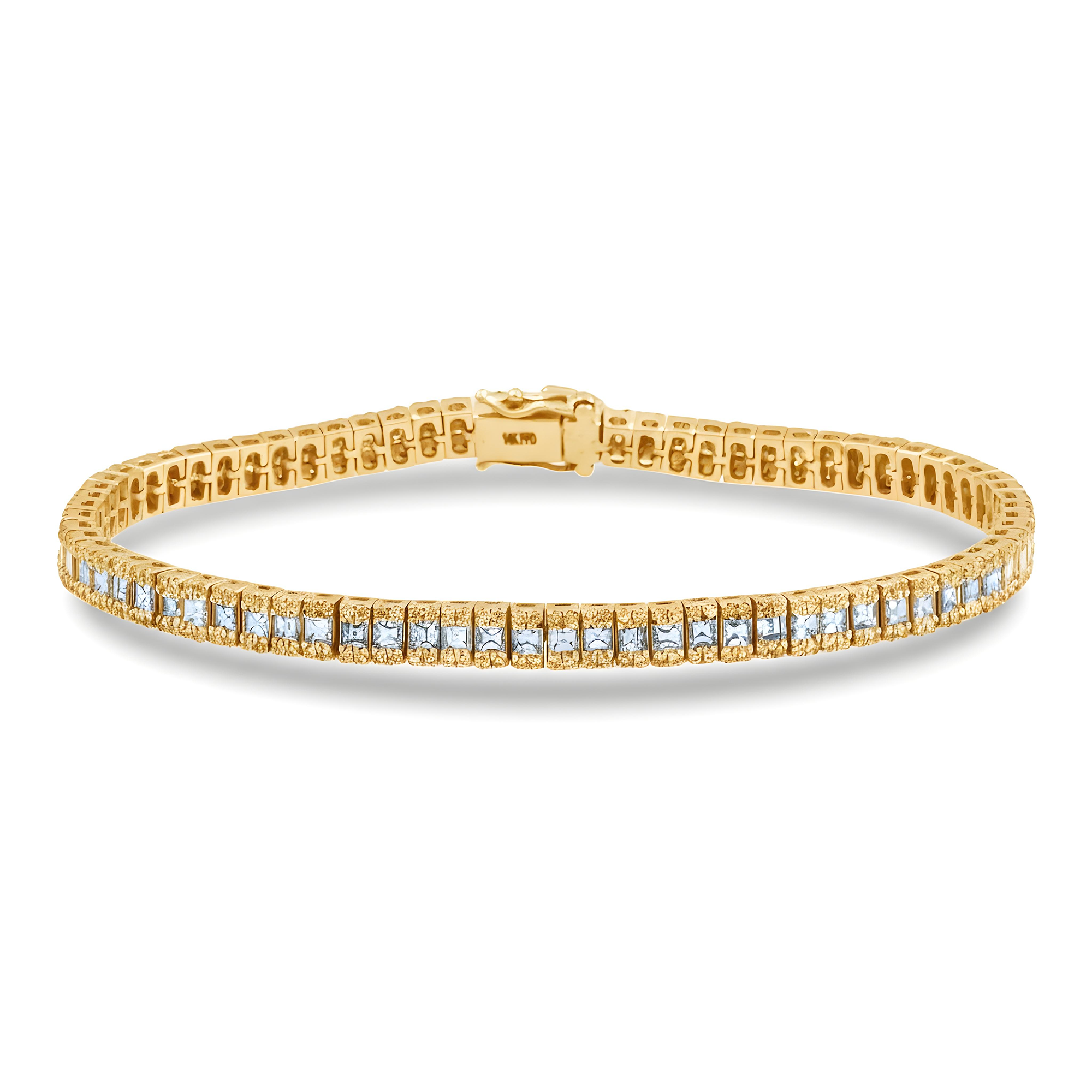 14K White Gold Asscher & Round Diamond Tennis Bracelet 5.17ct