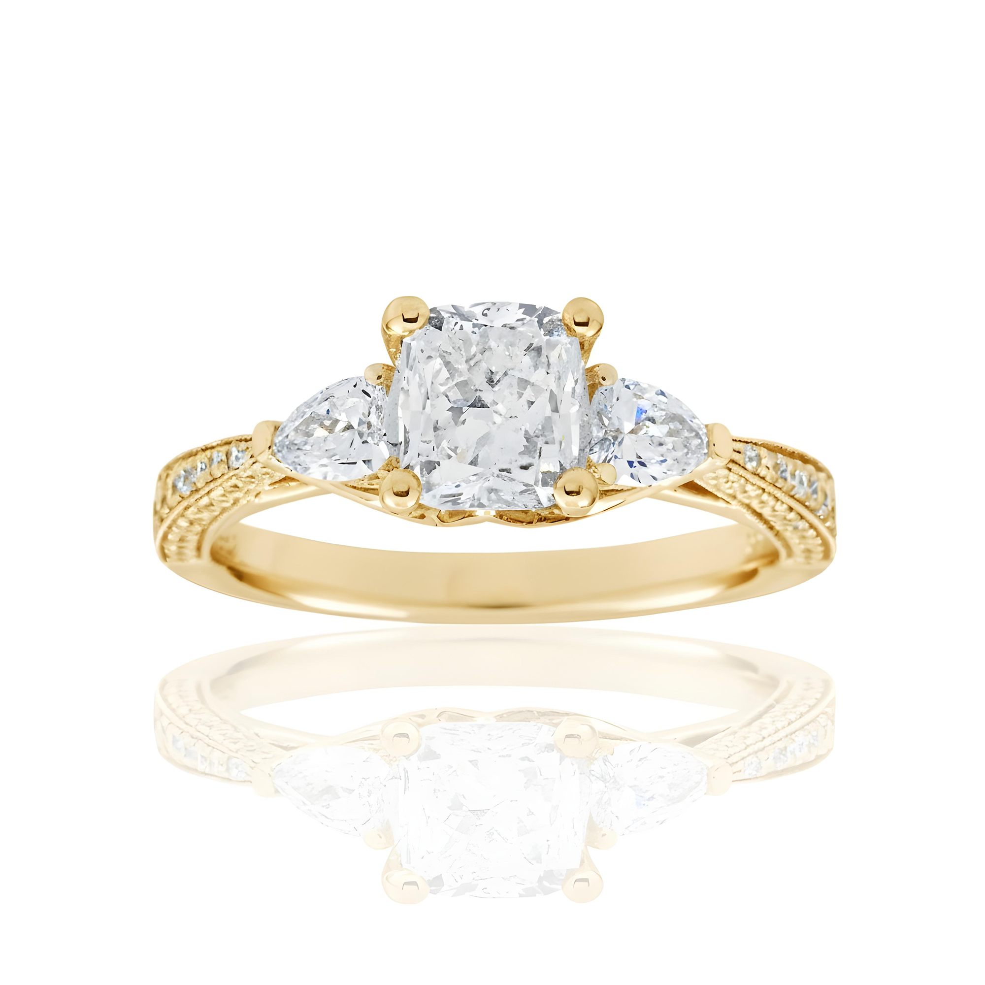 18K White Gold 1.02ct Cushion Diamond Engagement Ring 1.77ctw