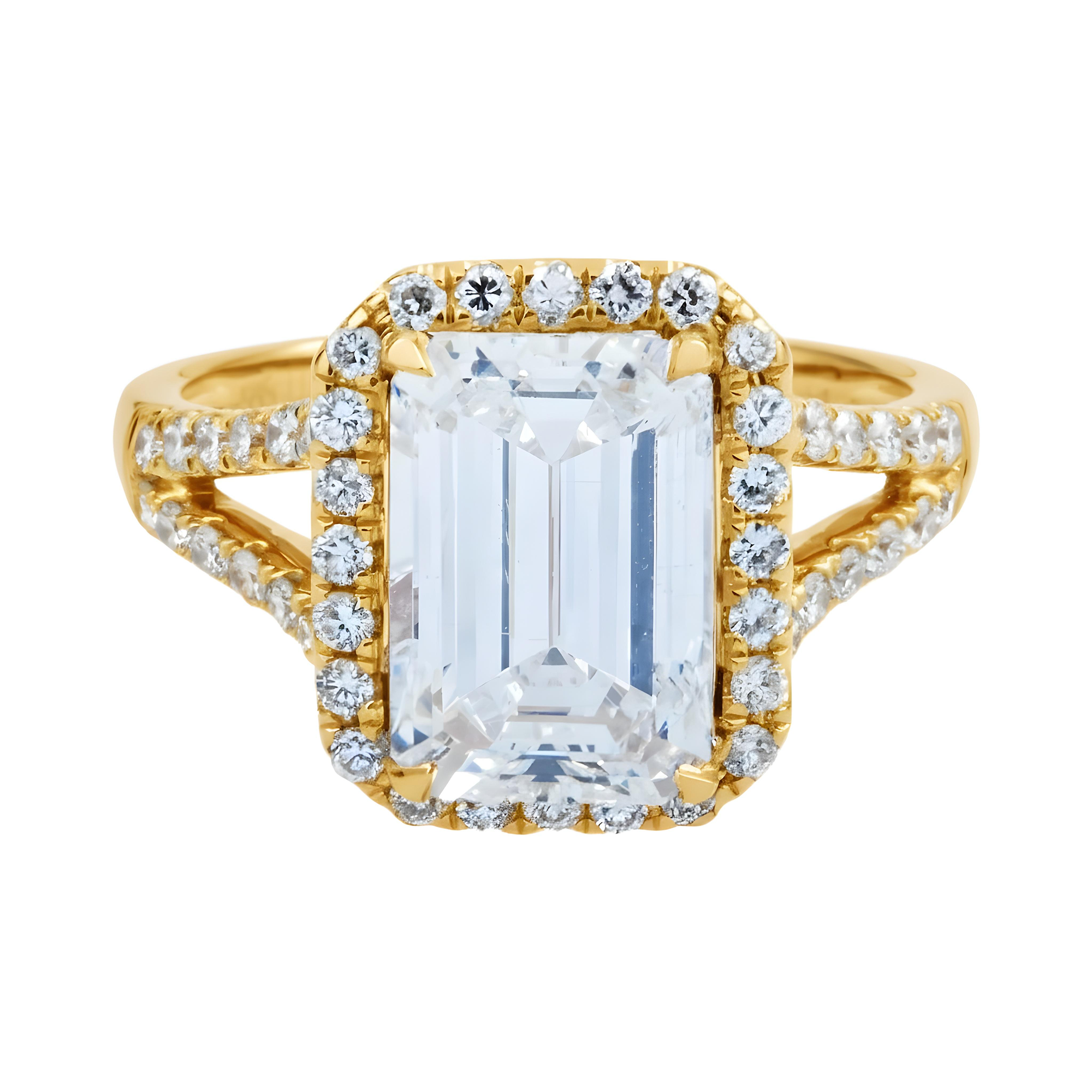 14K Rose Gold 3.5ct Emerald Cut Diamond Engagement Ring 4.07ctw
